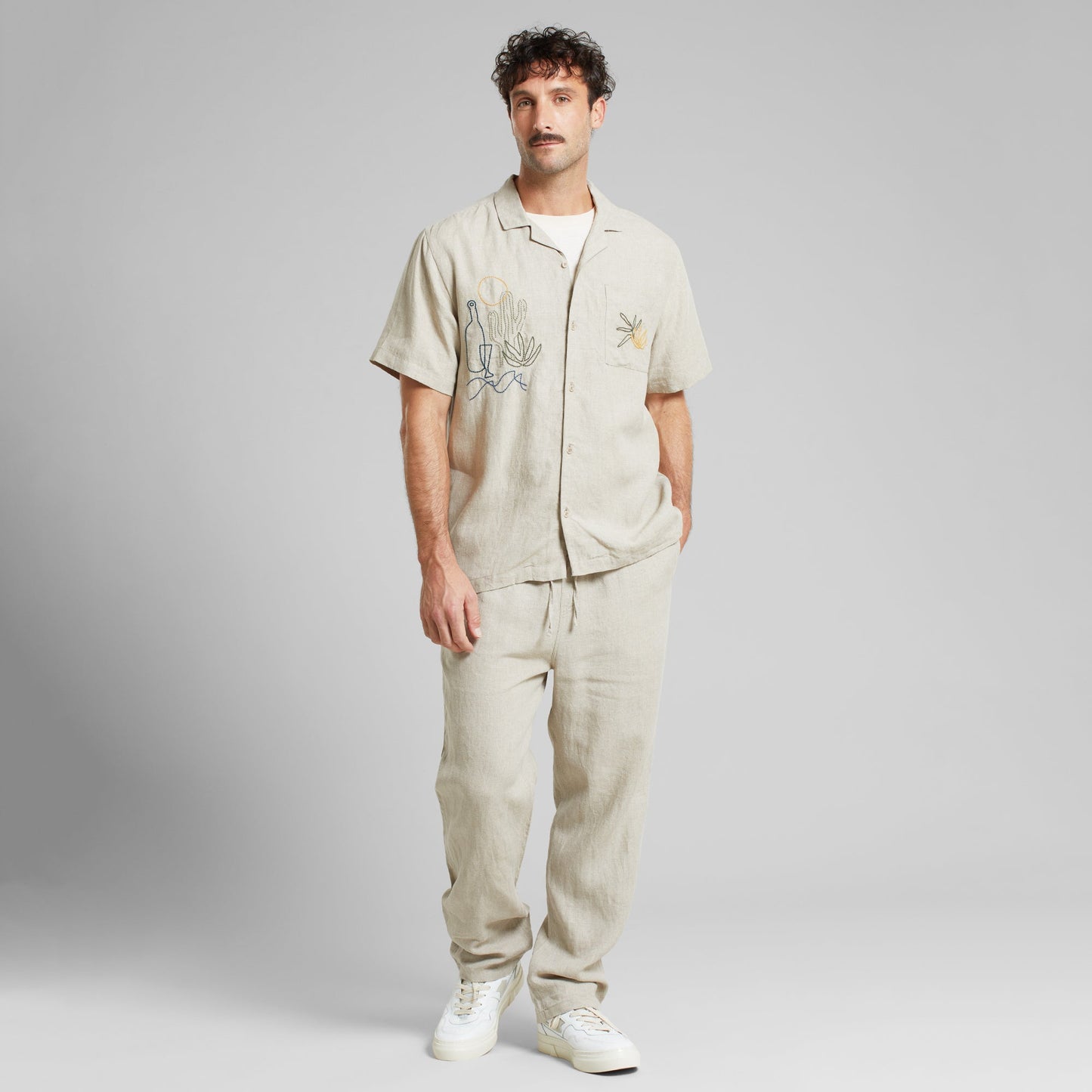 Chemisette brodée en lin | beige "shirt marstrand linen emb ecru"