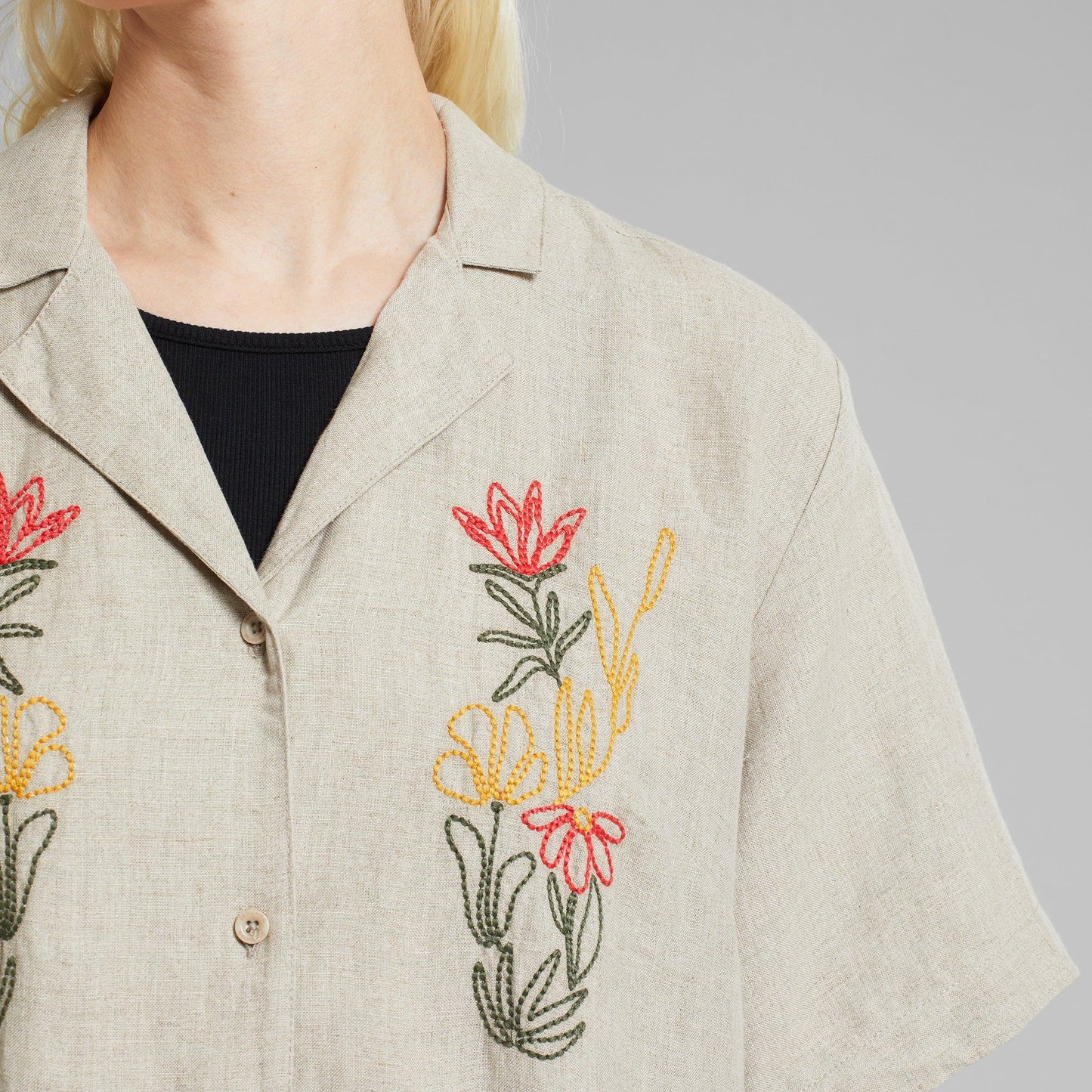 Chemisette brodée en lin | écru "shirt valje linen emb ecru"