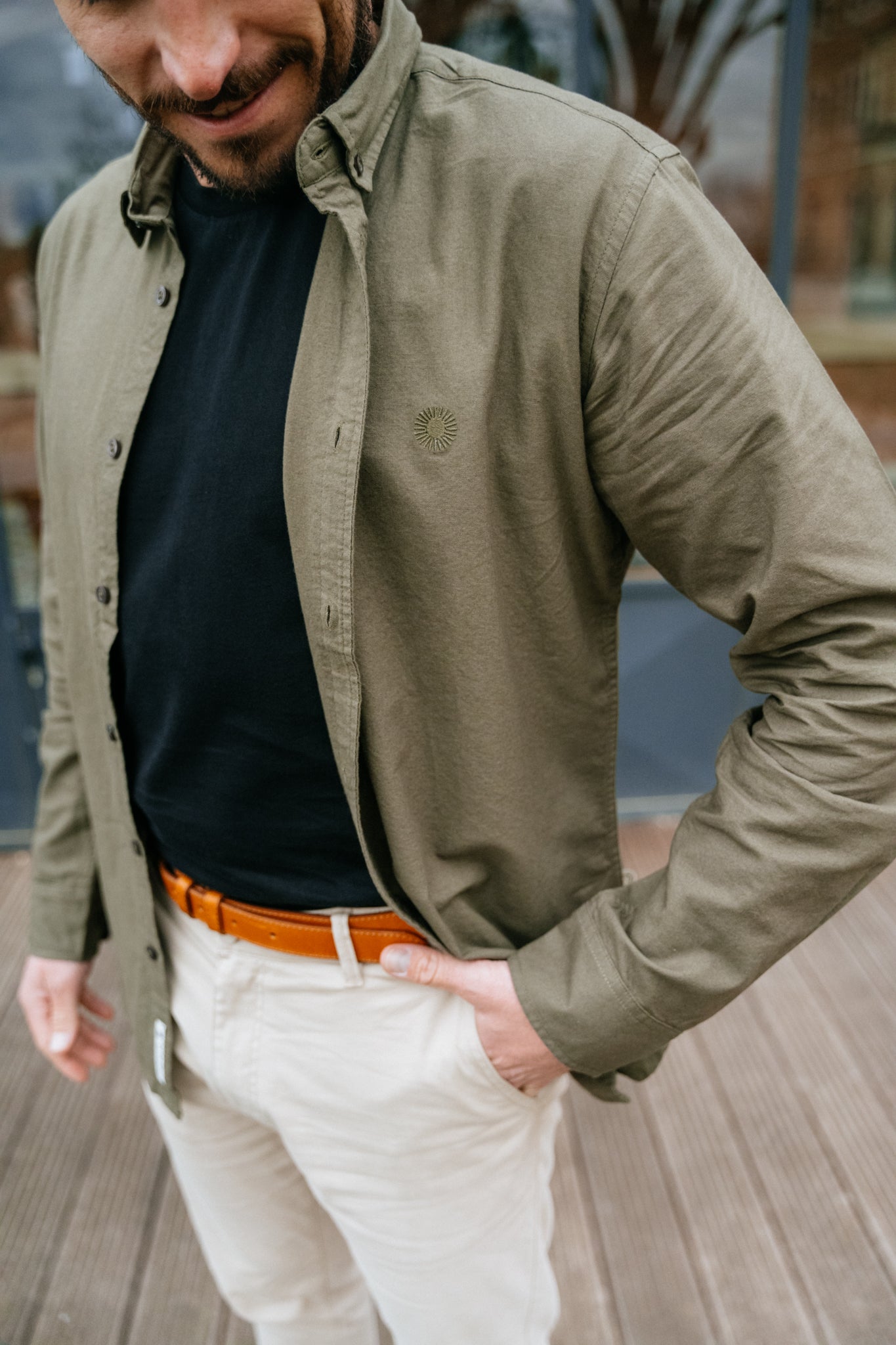 Chemise olive en coton bio - sol olive green ant shirt