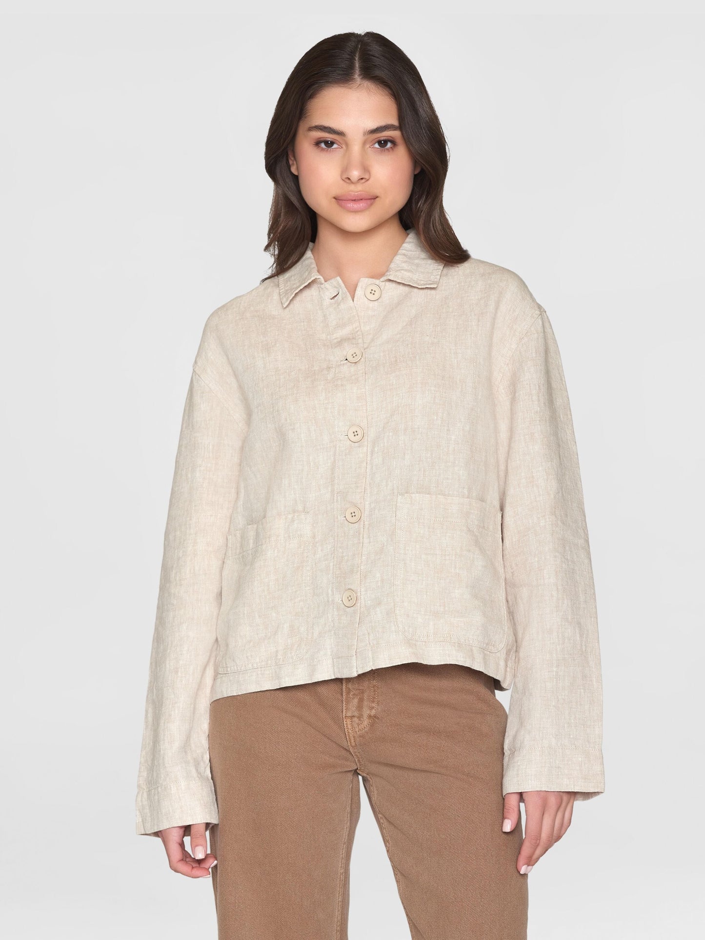 Surchemise en lin bio | Beige "regular linen overshirt light feather gray"