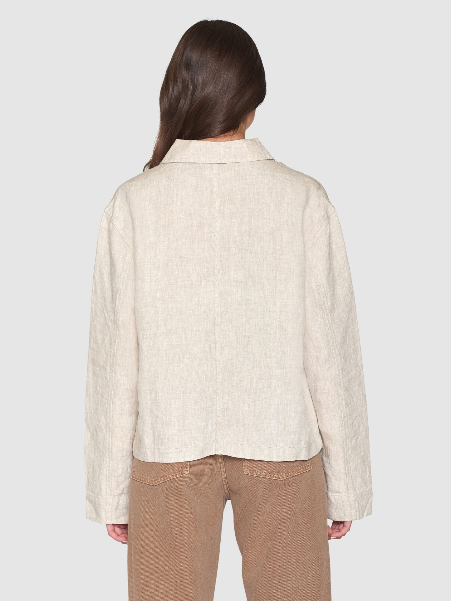 Surchemise en lin bio | Beige "regular linen overshirt light feather gray"