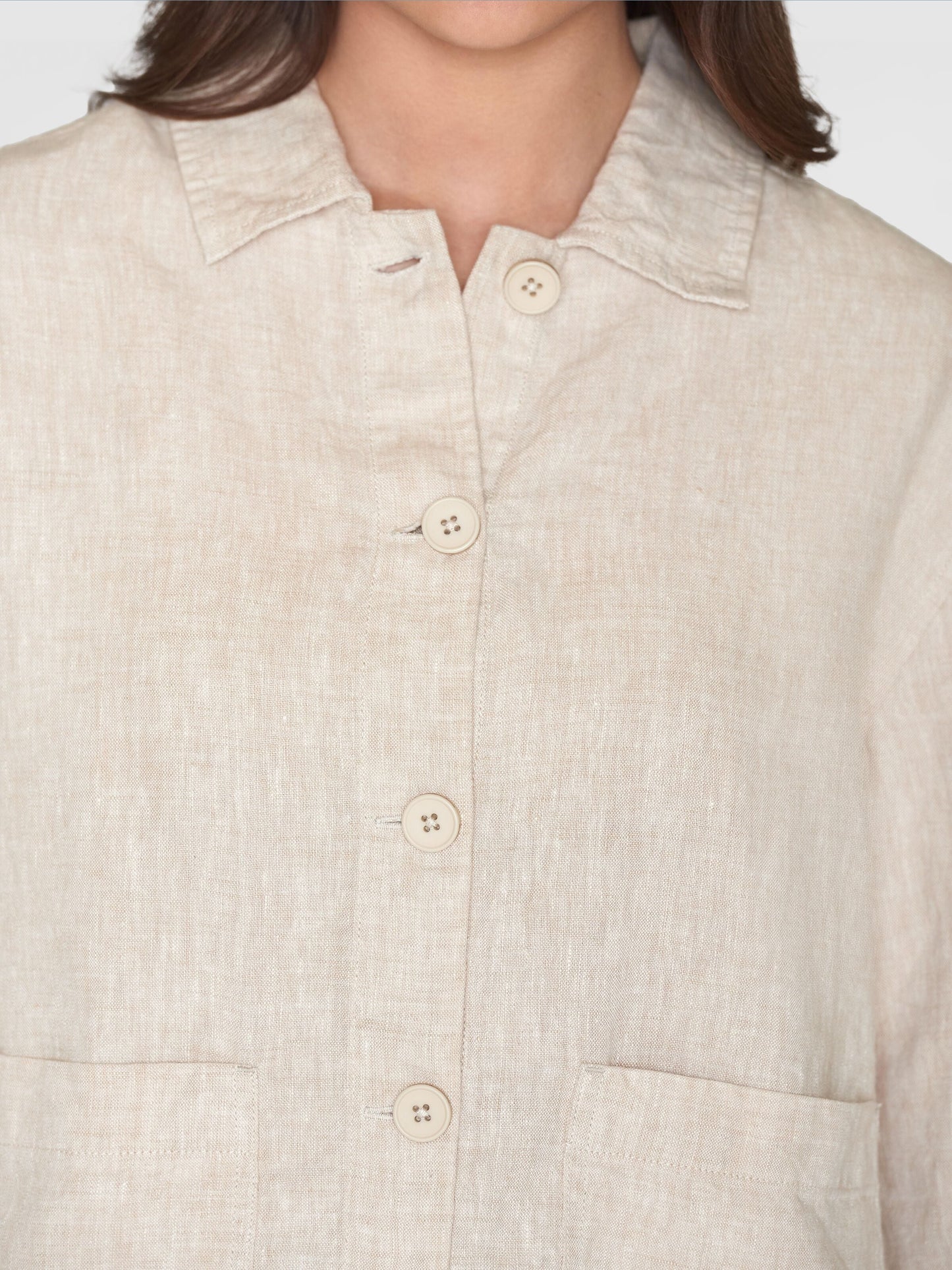 Surchemise en lin bio | Beige "regular linen overshirt light feather gray"