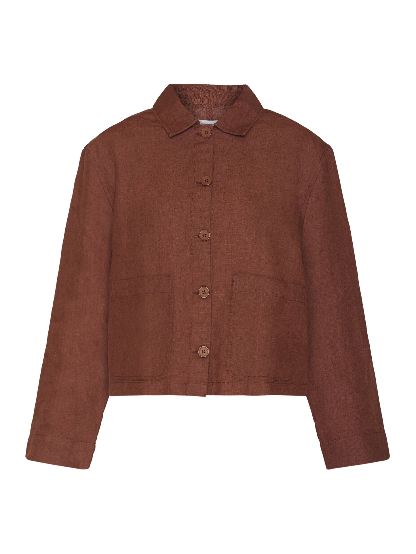 Veste en lin bio | Marron "regular linen overshirt tiramisu"