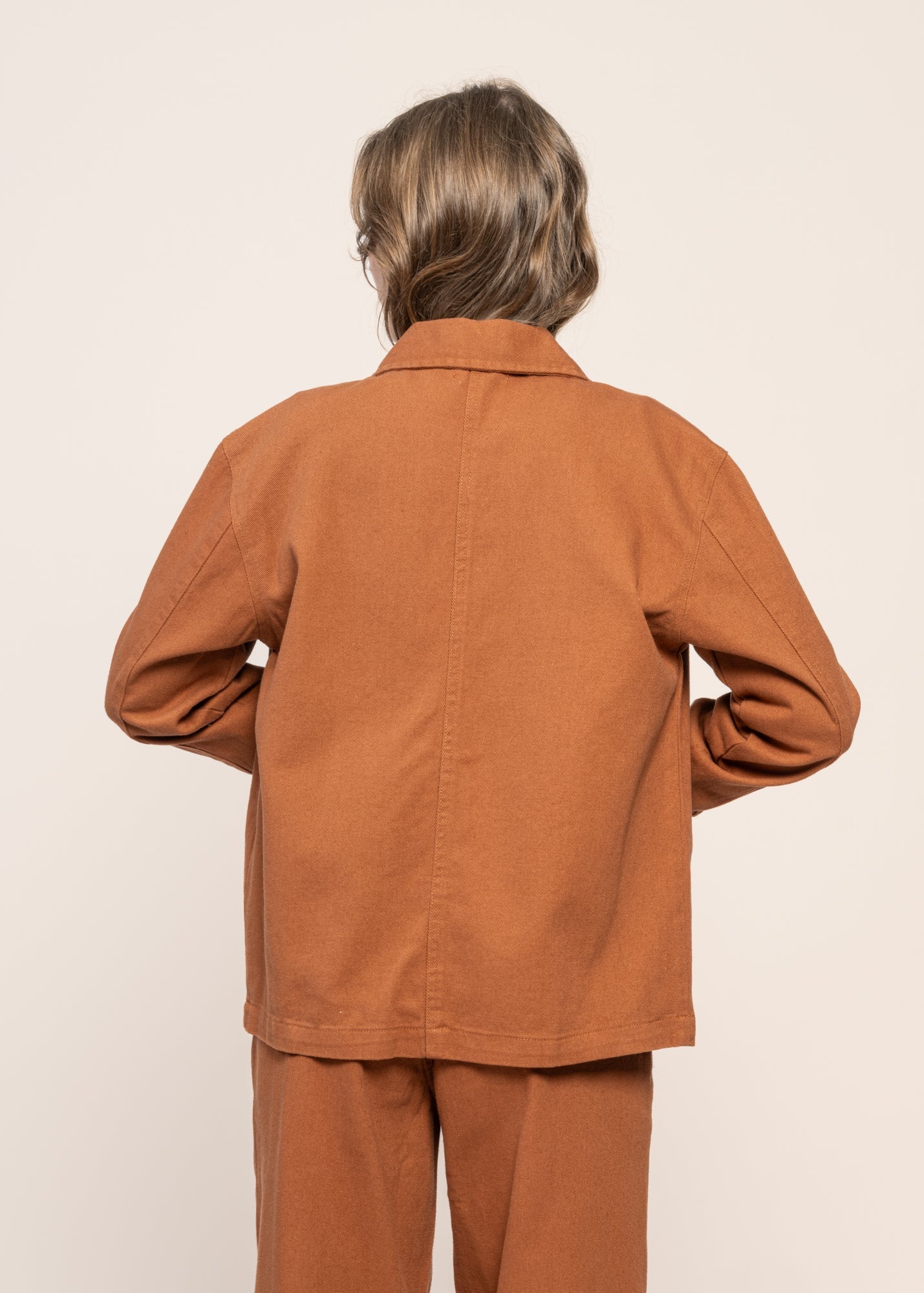 Veste boutonnée en coton bio | orange "twill workwear jacket mocha bisque"
