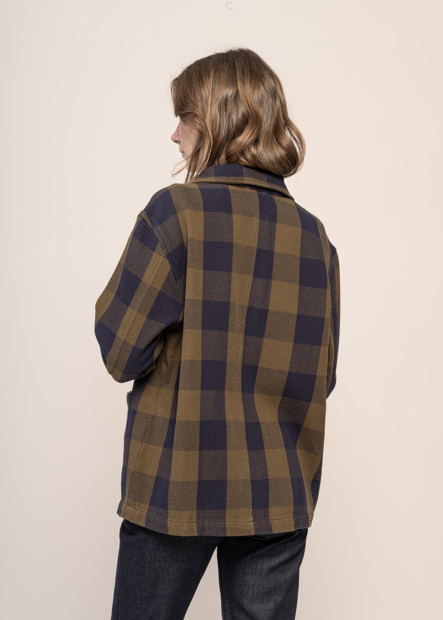 Surchemise à carreaux en coton bio | marron et bleu "classic check overshirt beige check"