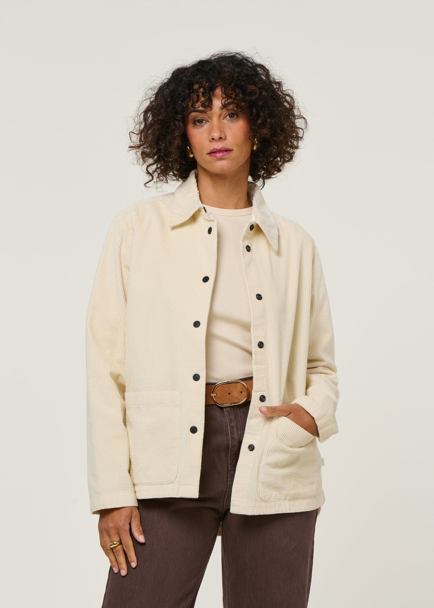 Veste velours en coton bio | écru "corduroy overshirt - egret"