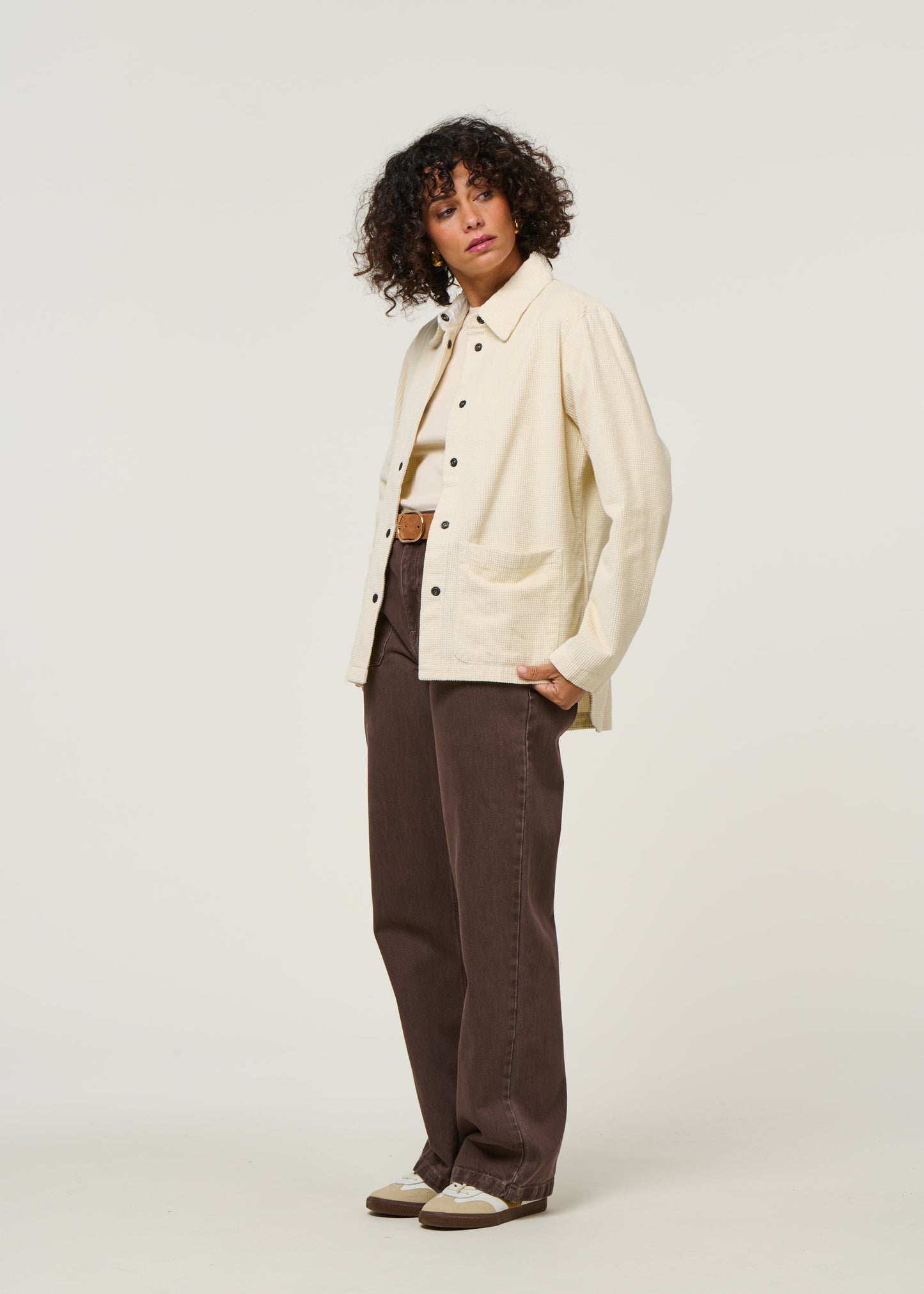 Veste velours en coton bio | écru "corduroy overshirt - egret"