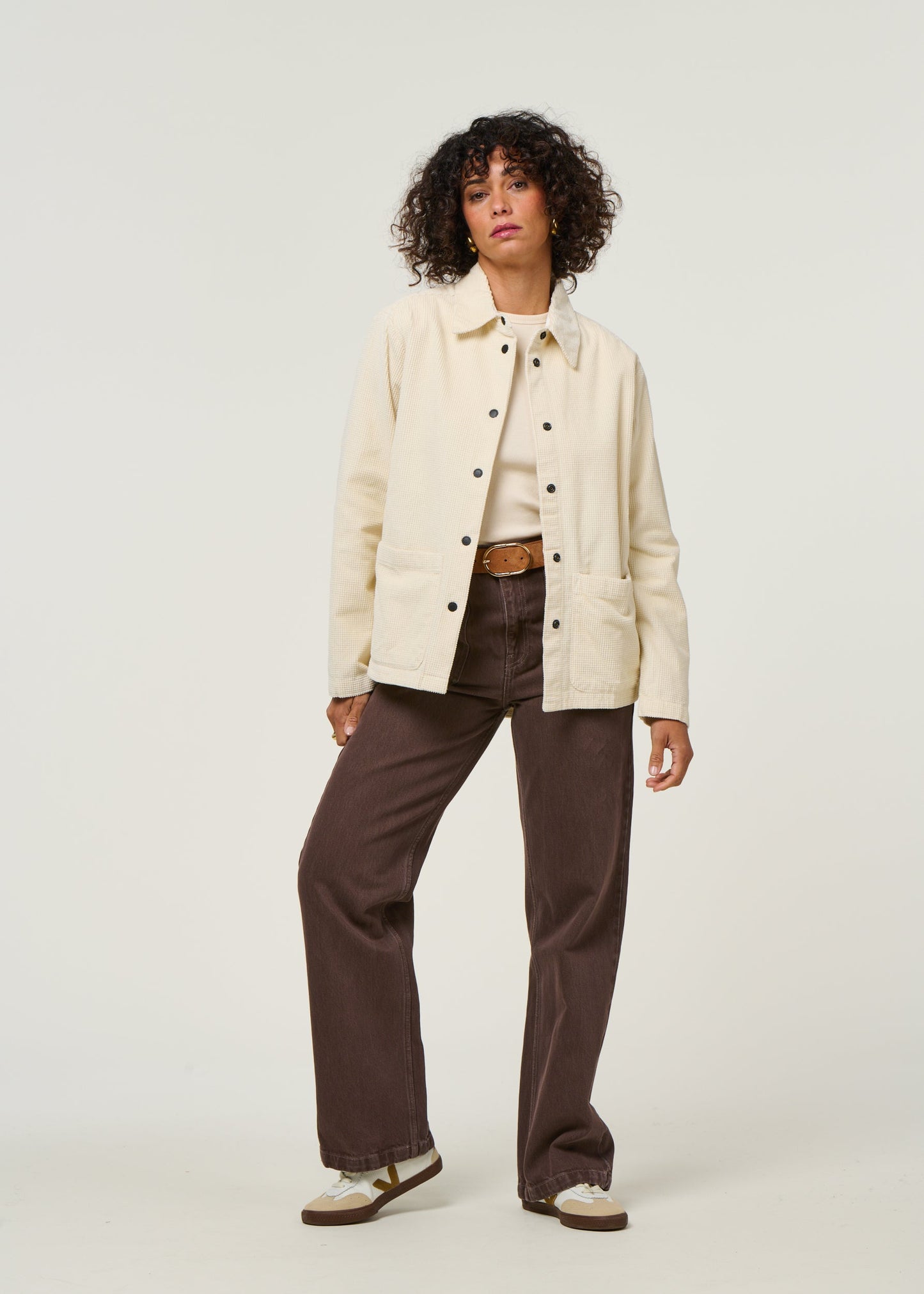 Veste velours en coton bio | écru "corduroy overshirt - egret"