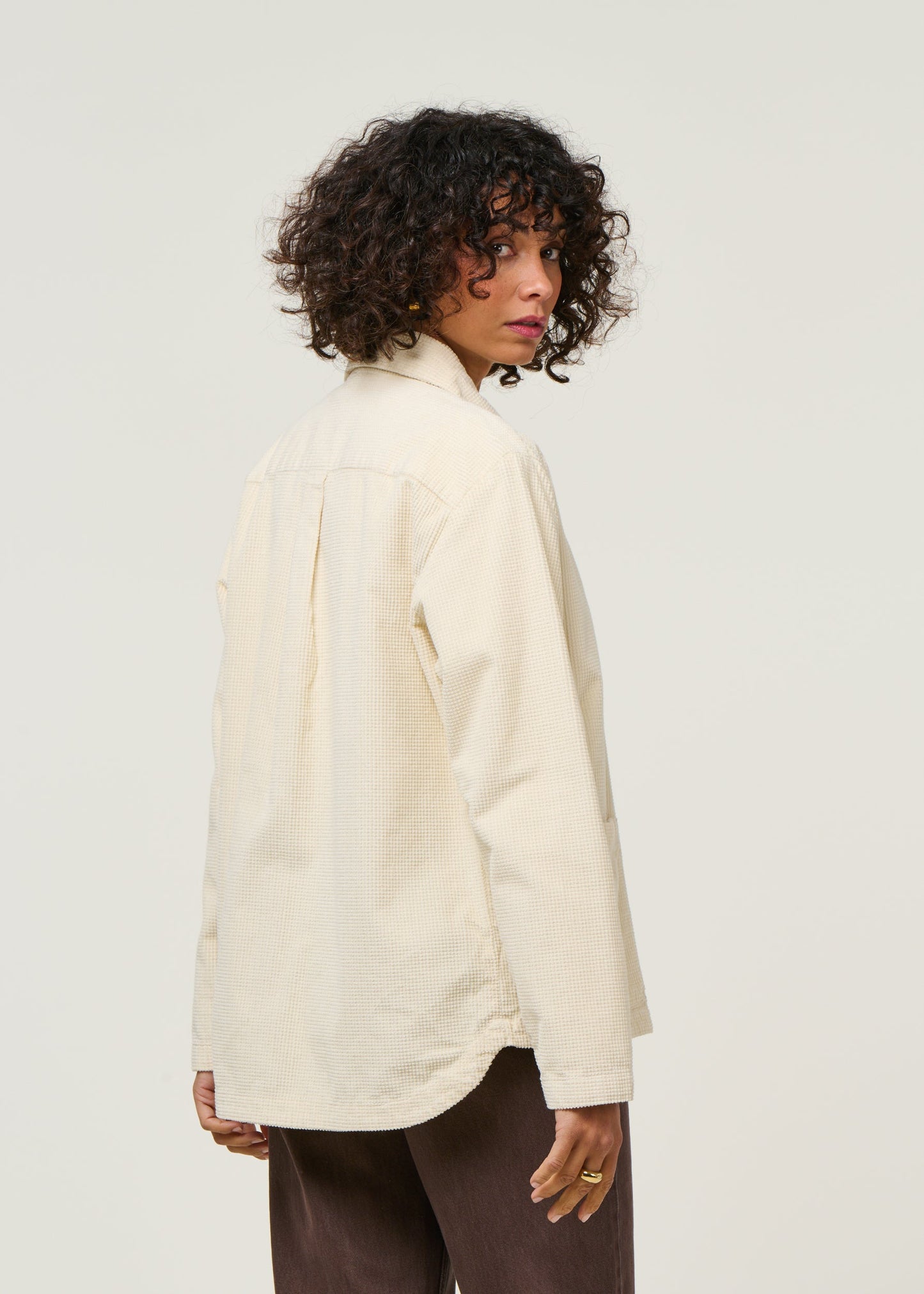 Veste velours en coton bio | écru "corduroy overshirt - egret"