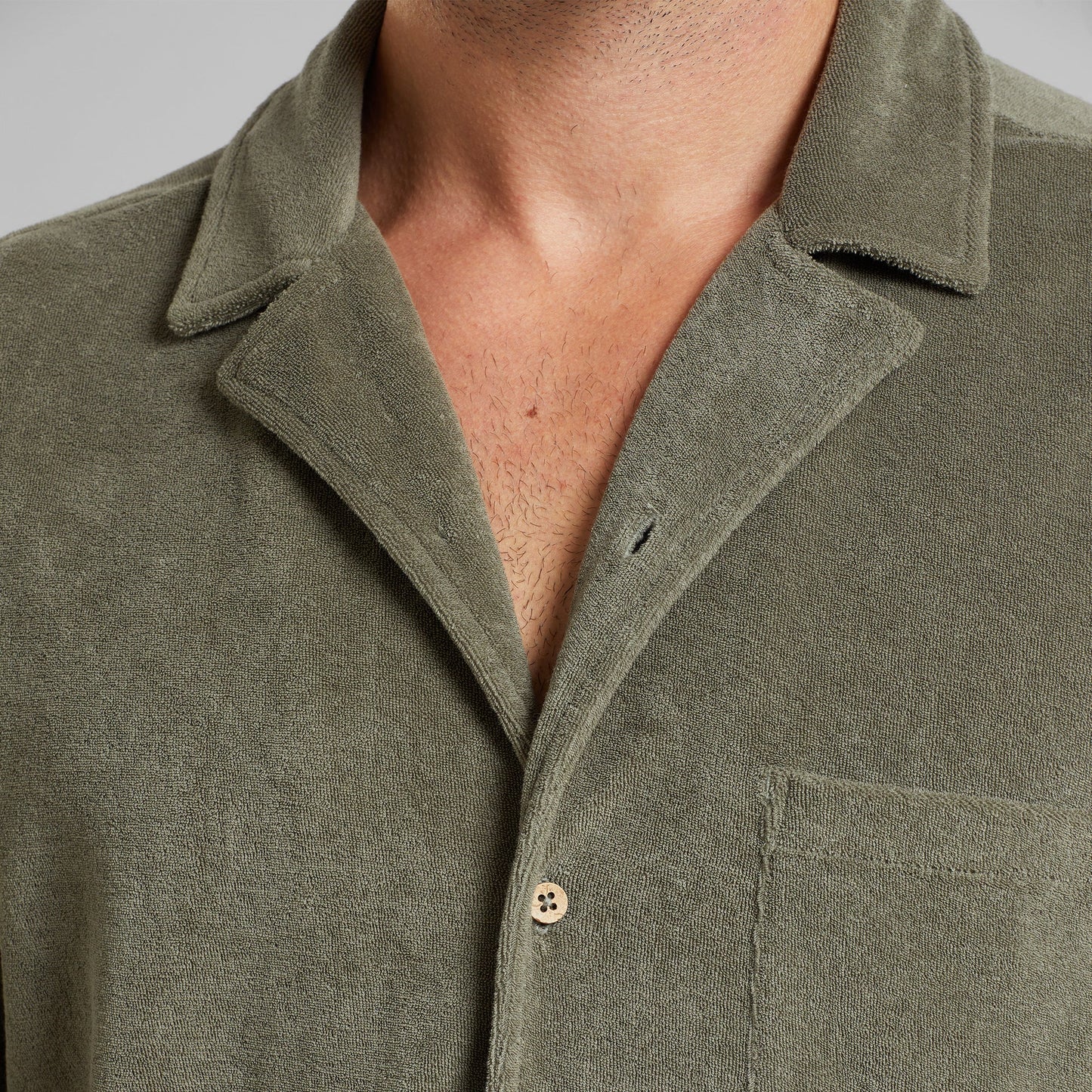 Chemisette en éponge de coton bio | kaki "terry shirt marstrand vertiver green"