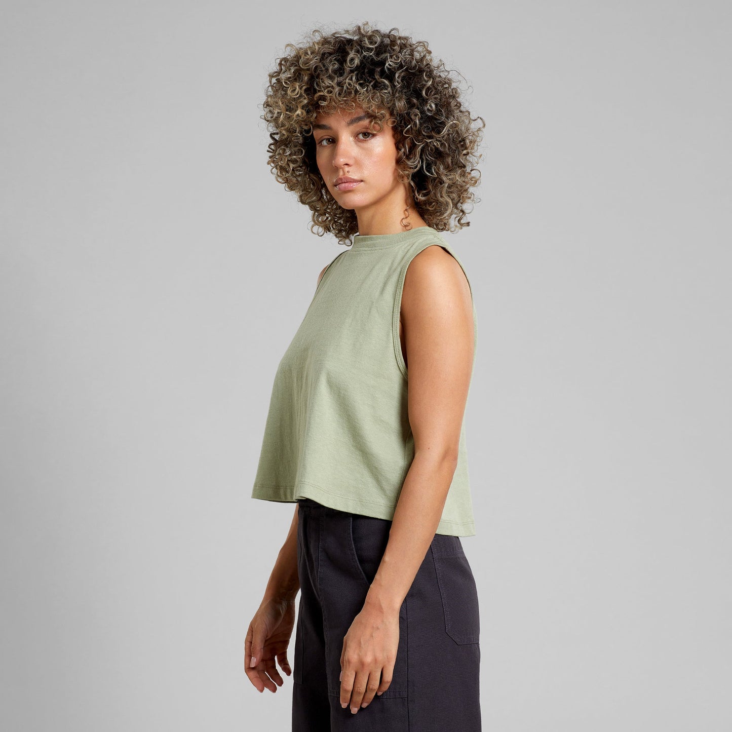 Débardeur en coton bio et chanvre | Vert "top namsos hemp tea green"
