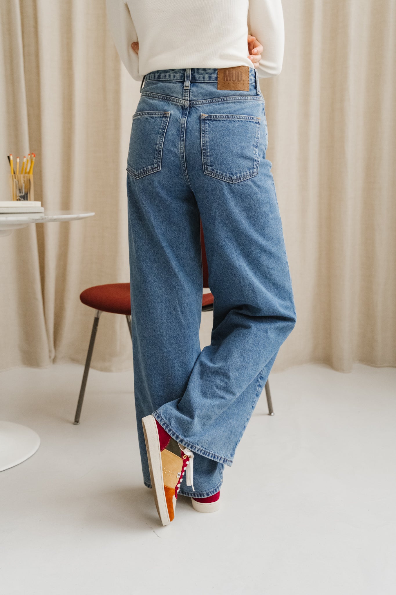 Jean évasé coton bio et recyclé | bleu "sara high loose - stone vintage"