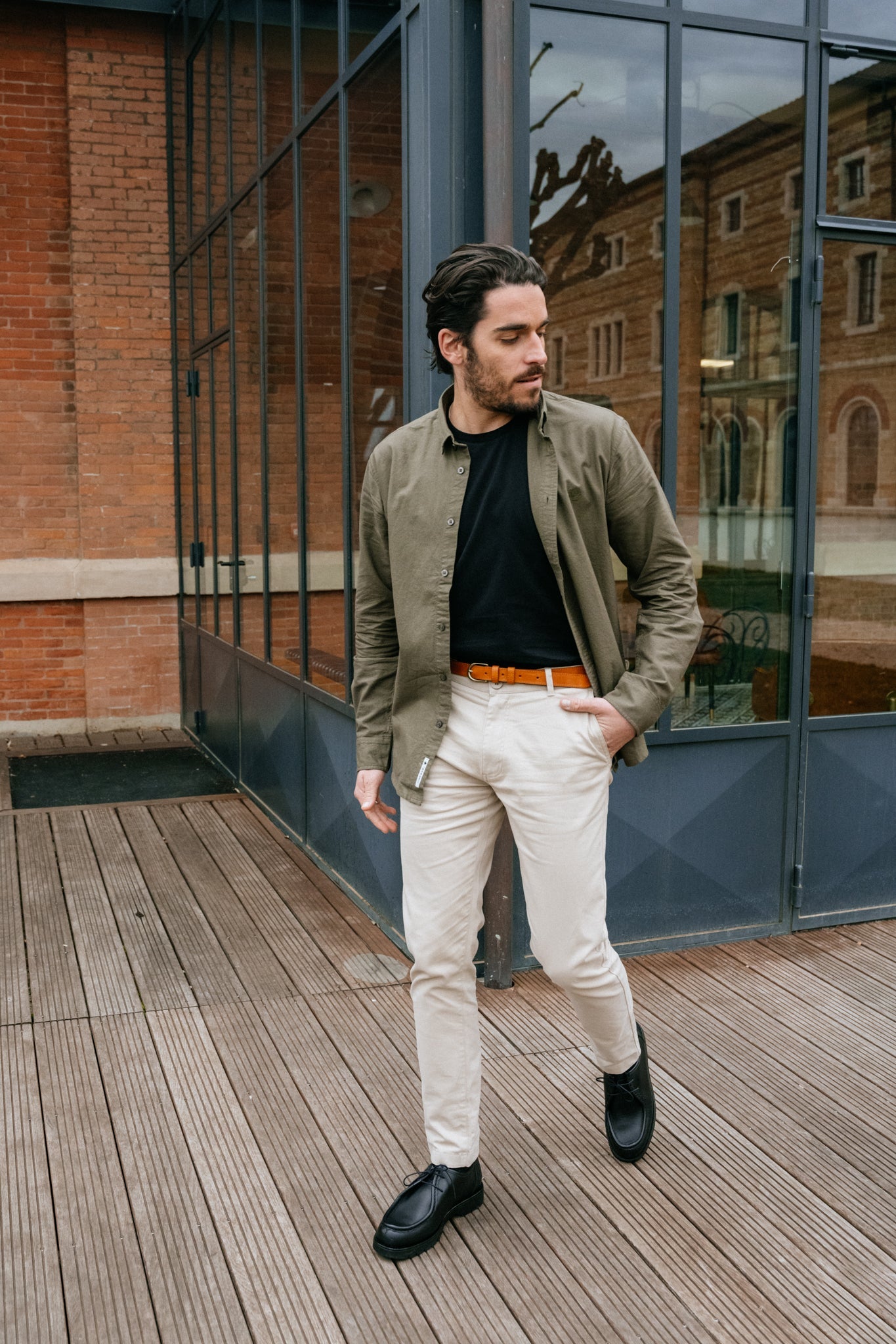 Chemise olive en coton bio - sol olive green ant shirt