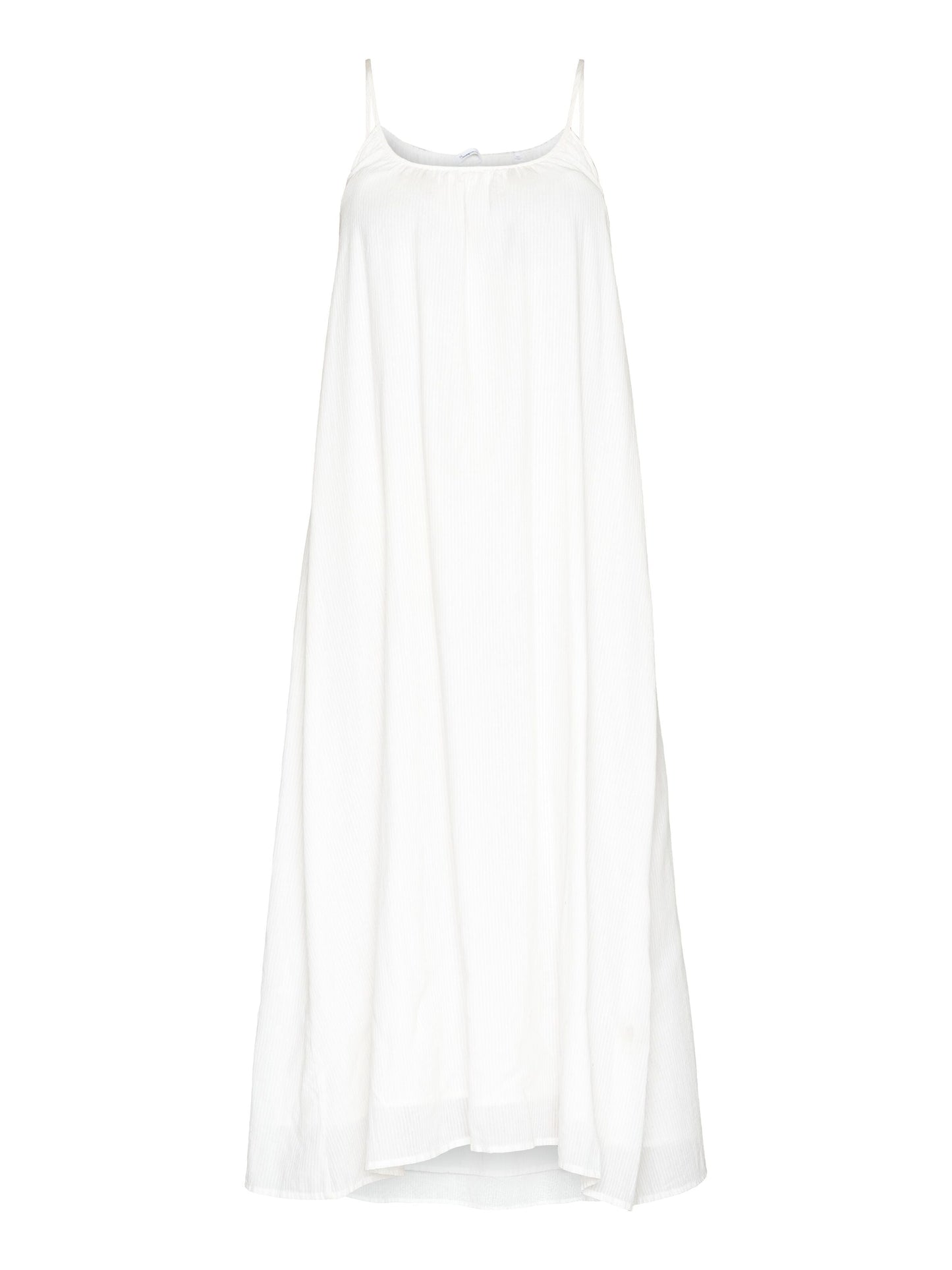 Robe à bretelles en coton bio | Blanc "stripe structure strap dress egret"