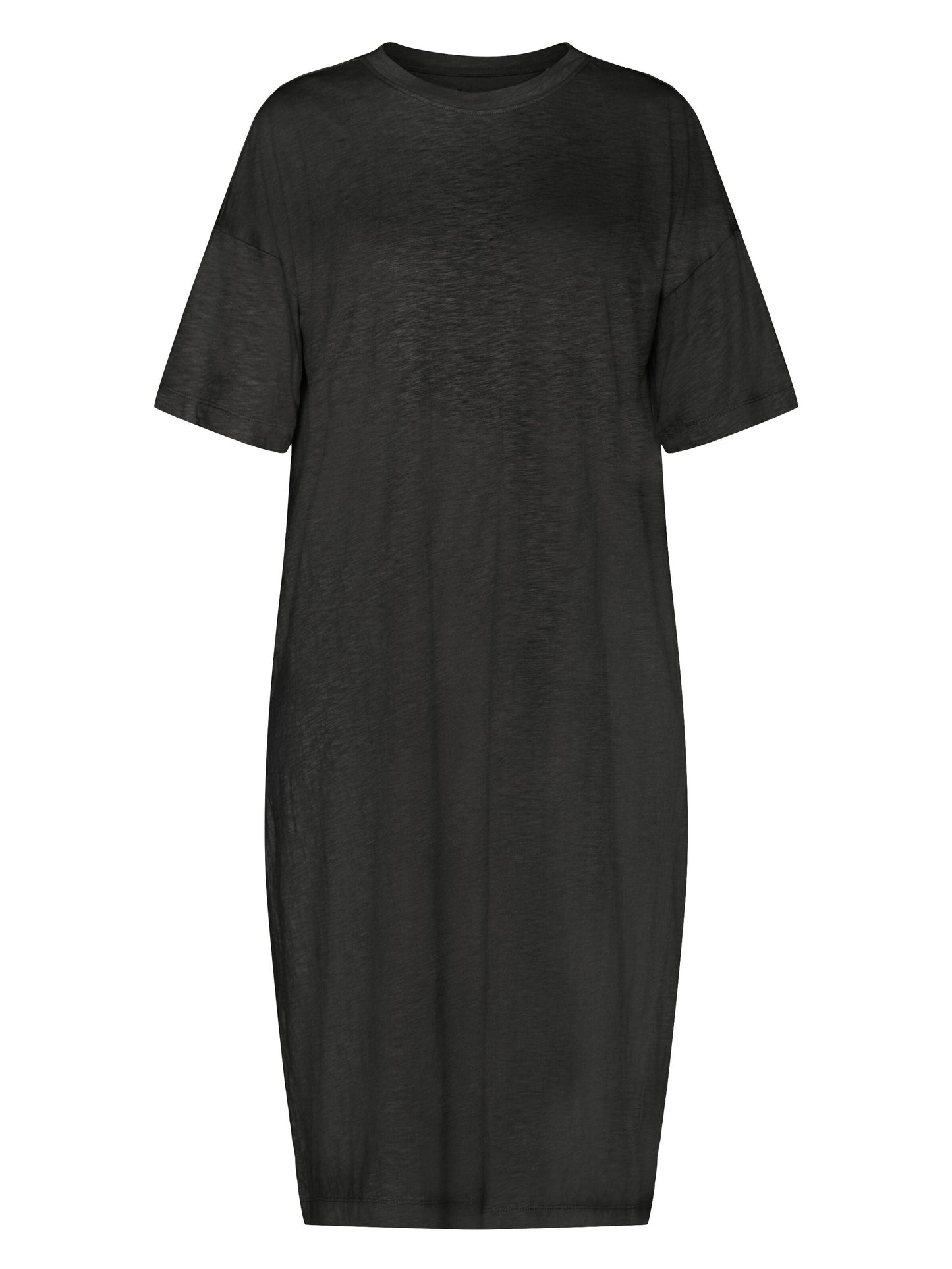 Robe midi en coton bio | Noir "loose fit midi boat neck jersey dress black jet"