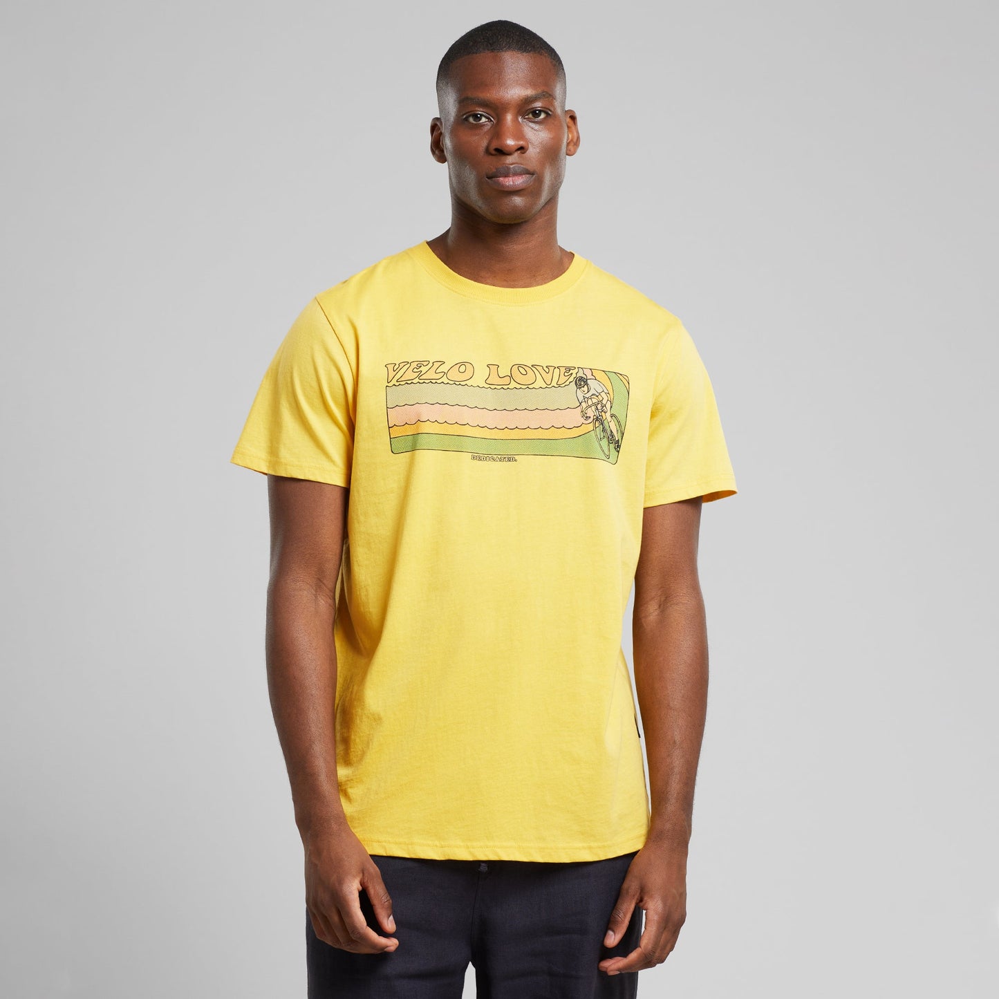 T-shirt imprimé en coton bio | jaune "t-shirt stockholm retro velo love misted yellow"