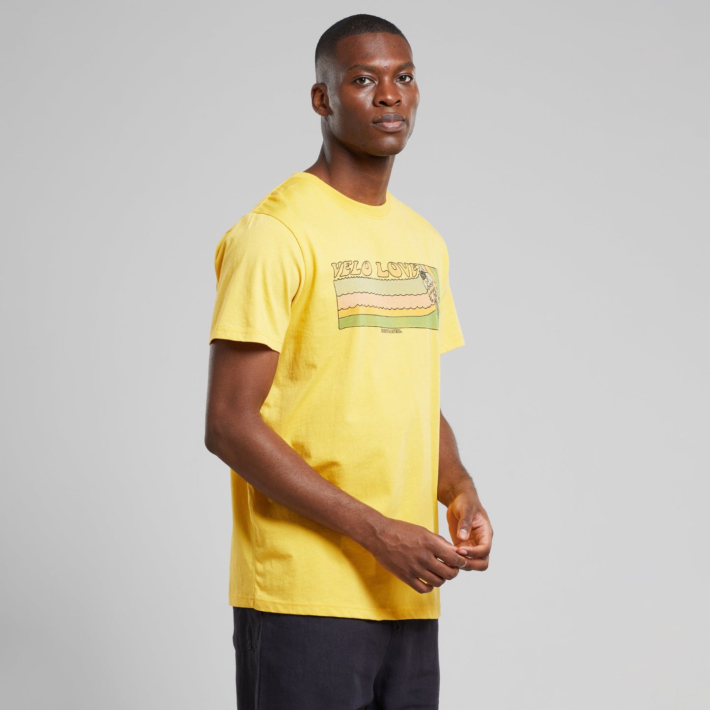 T-shirt imprimé en coton bio | jaune "t-shirt stockholm retro velo love misted yellow"