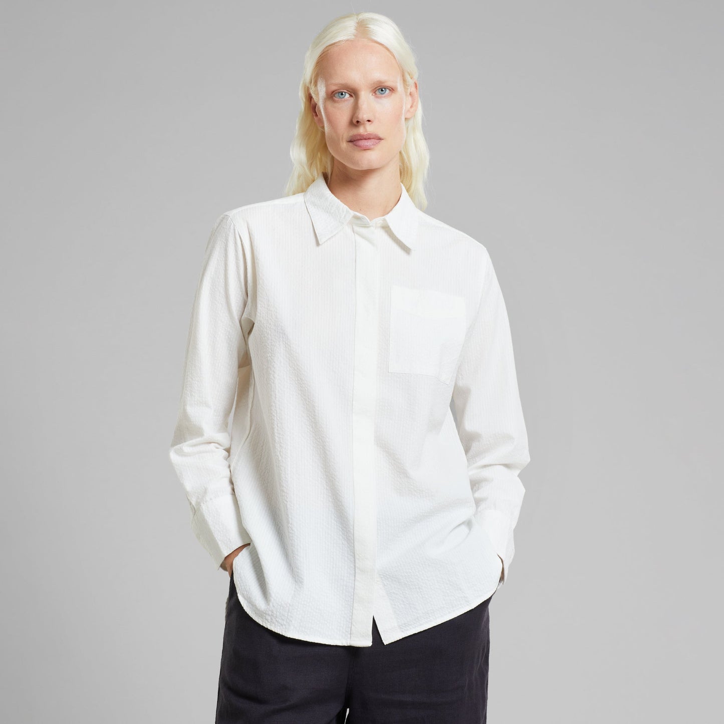 Chemise en seersucker de coton bio | Blanc "shirt kosta seersucker kosta off-white"