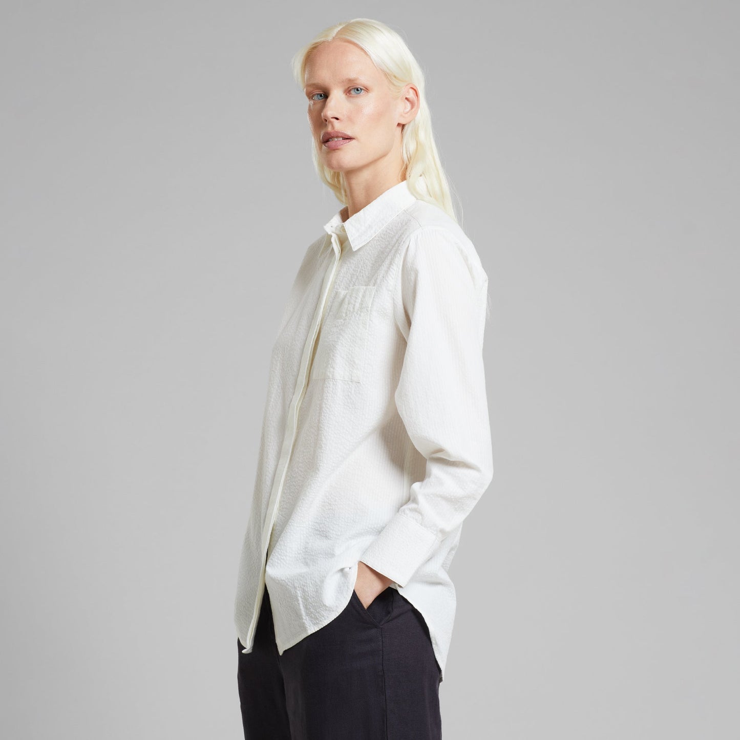 Chemise en seersucker de coton bio | Blanc "shirt kosta seersucker kosta off-white"