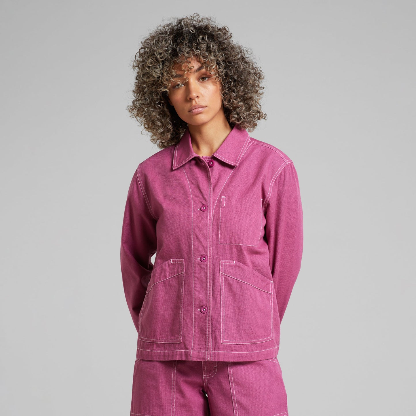 Veste worker en coton bio | Rose "jacket stiby canvas violet purple red"