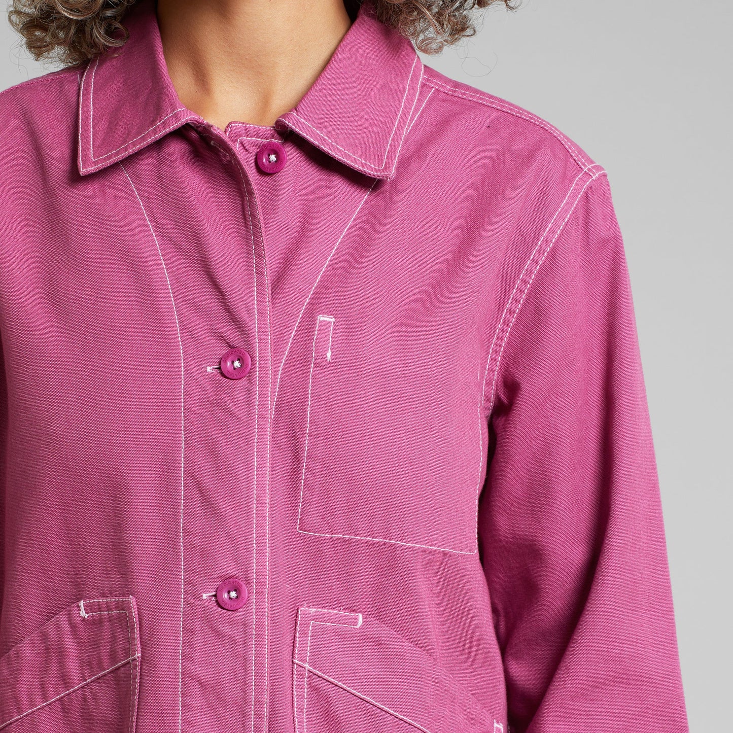 Veste worker en coton bio | Rose "jacket stiby canvas violet purple red"