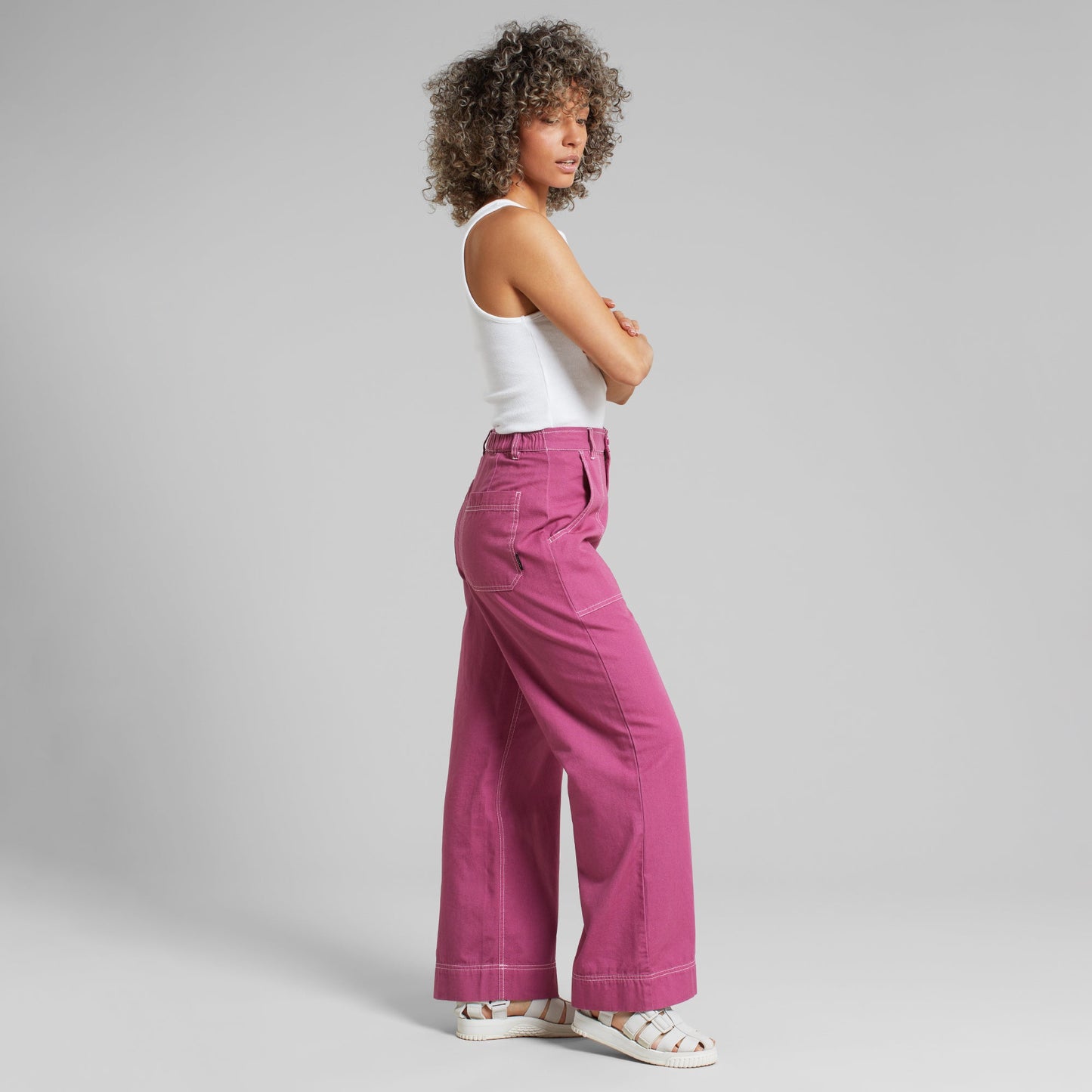Pantalon cargo en coton bio | Rose "workwear pants vara canvas violet purple red"