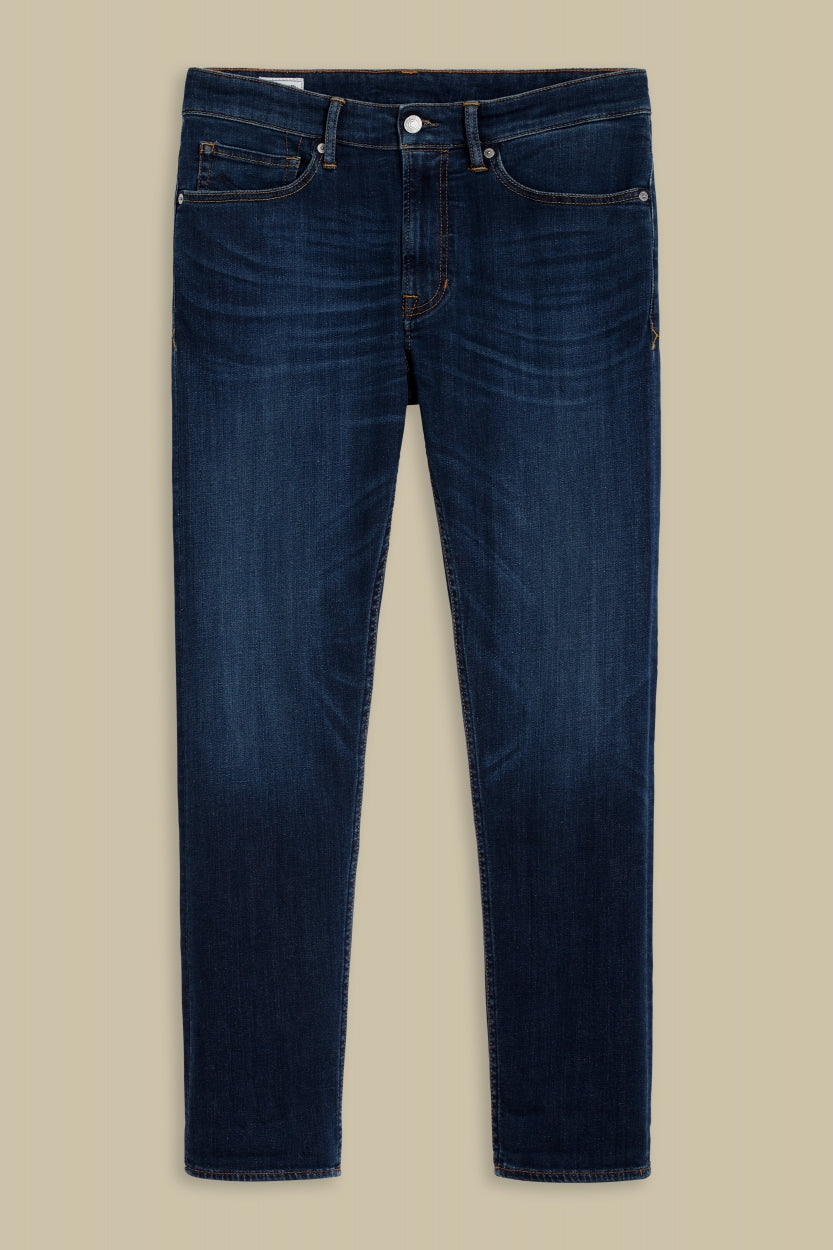 Jean slim en coton bio | Bleu foncé "john clean medium used"