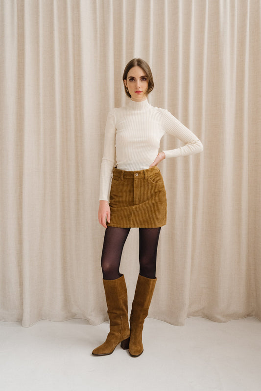 Jupe en velours côtelé | camel "light oak corduroy kimmy skirt - brown"