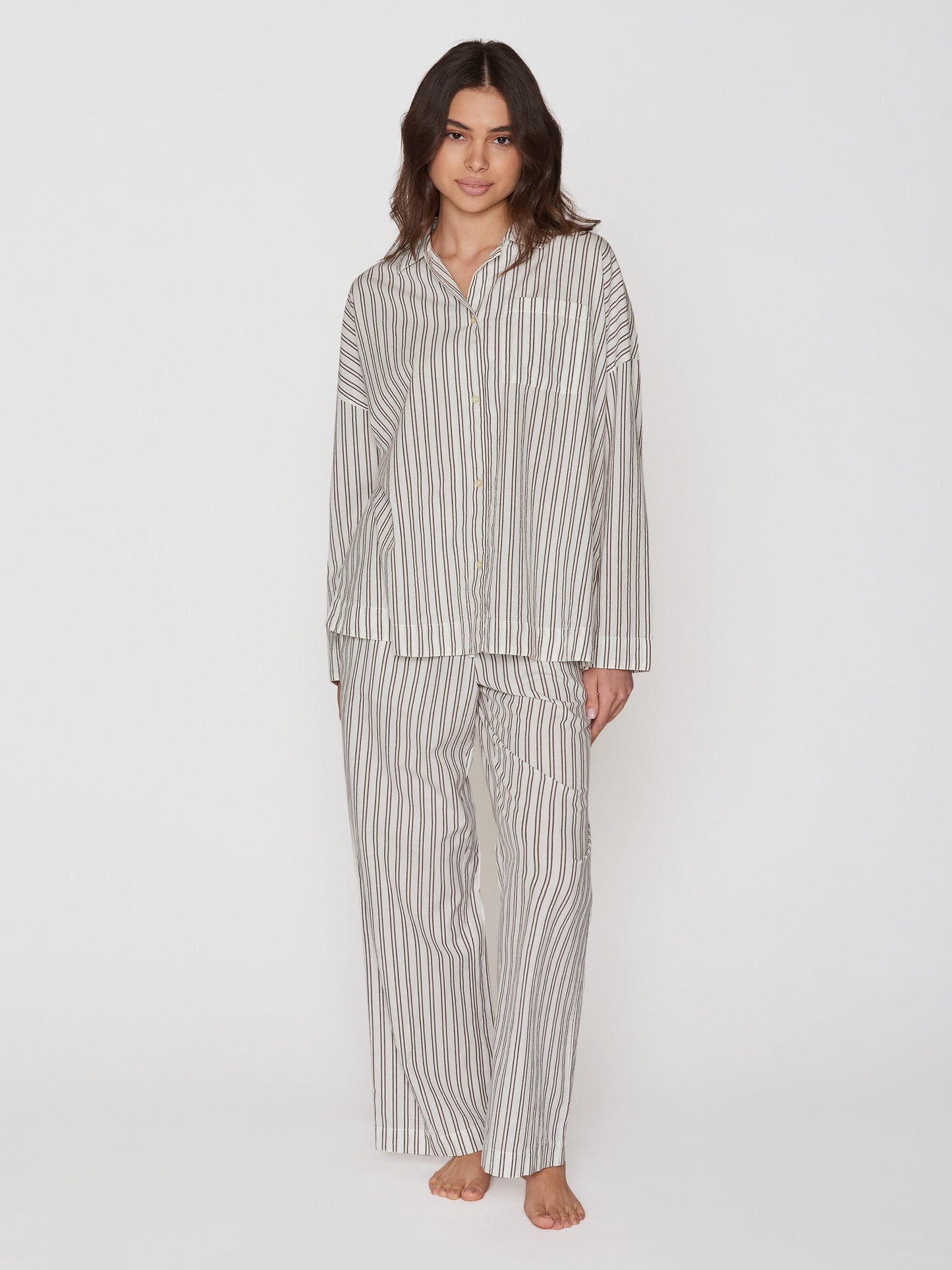 Ensemble de pyjama en coton bio | Rayures marron "pyjama set stripe brown"