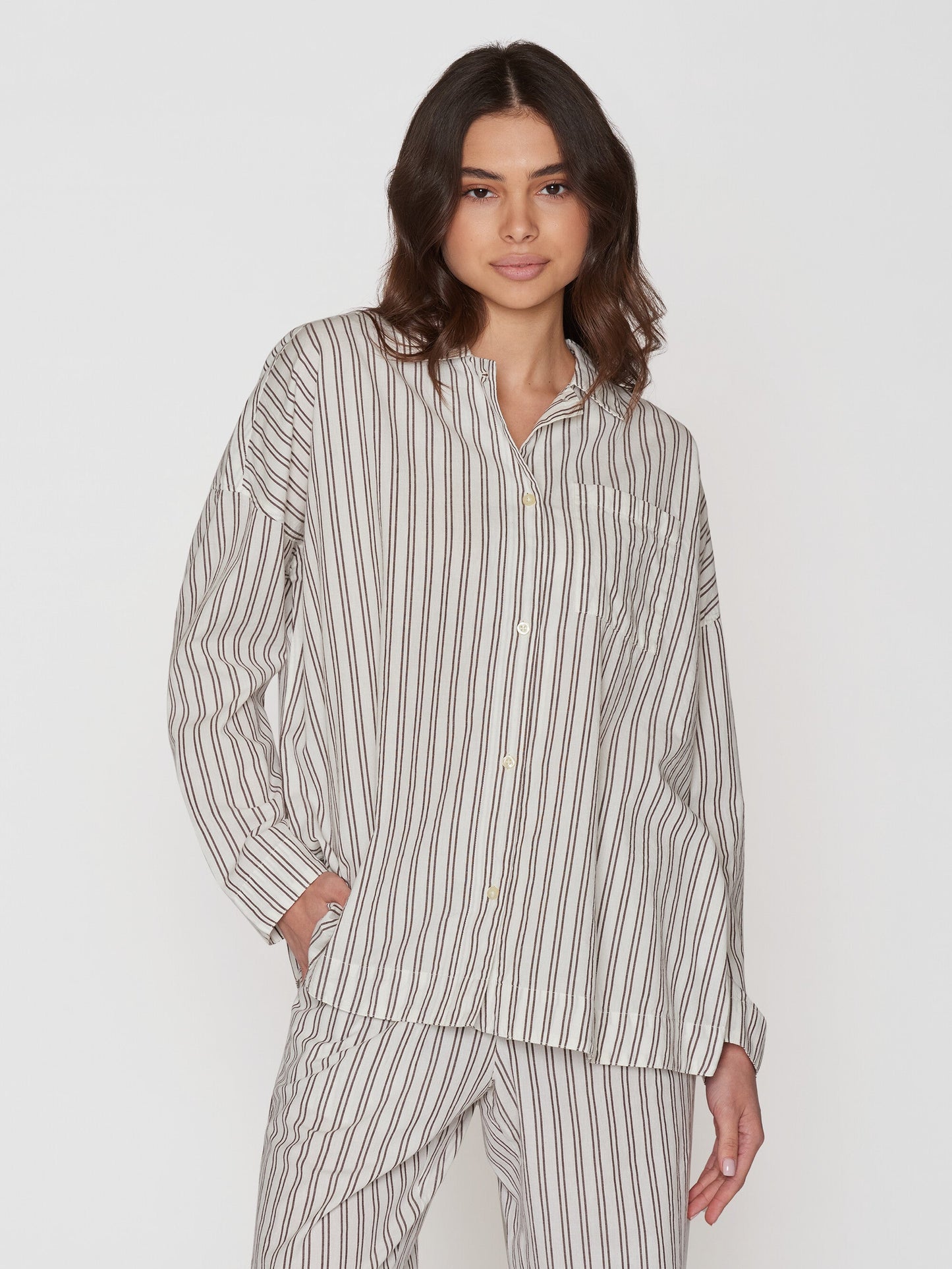 Ensemble de pyjama en coton bio | Rayures marron "pyjama set stripe brown"