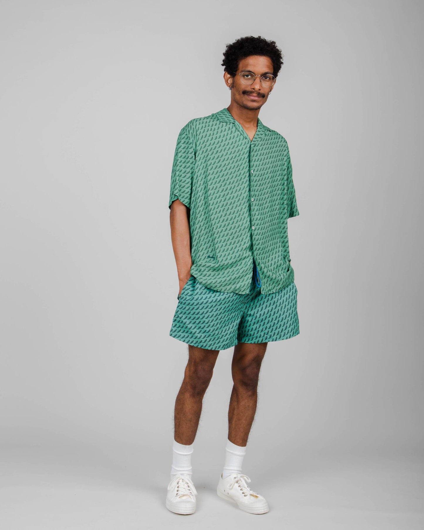 Short de bain à motifs en recyclé - green chili swimsuit green