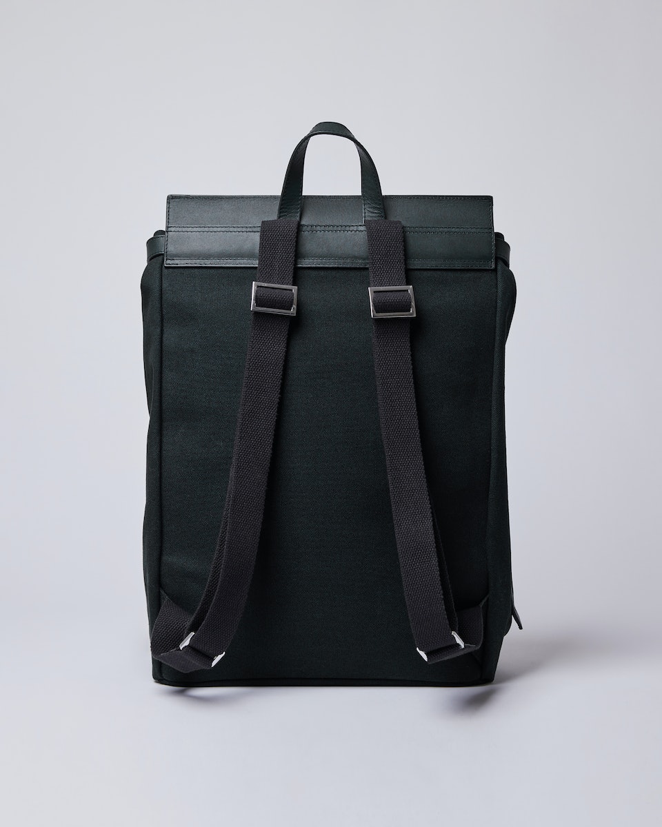 Sac à dos en cuir et coton bio | noir "hege metal hook"