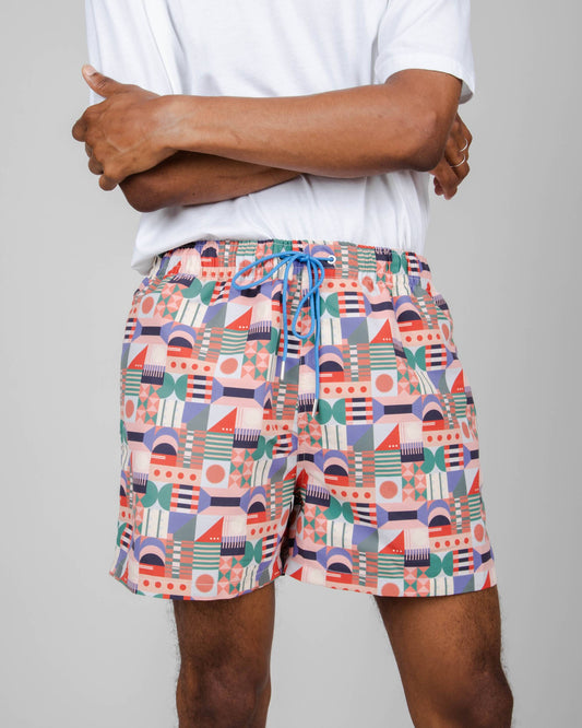 Short de bain à motifs en recyclé - artisan swimsuit passion red