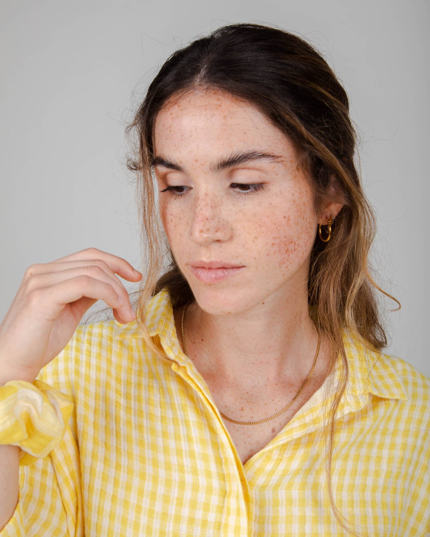 Chemise vichy jaune en coton bio et matière recyclée - lorena blouse lemon