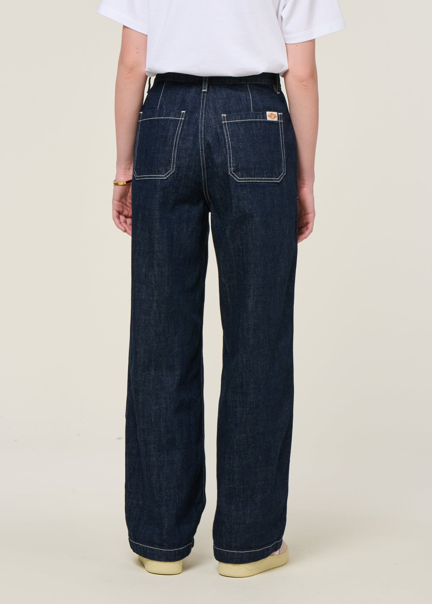 Jean en coton bio | bleu "wendy double knee denim pants - dark blue"