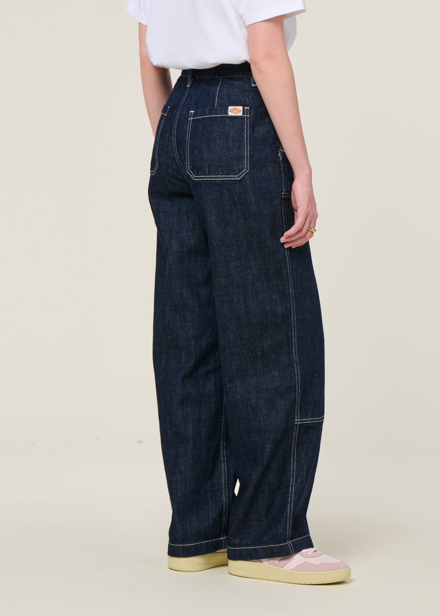 Jean en coton bio | bleu "wendy double knee denim pants - dark blue"