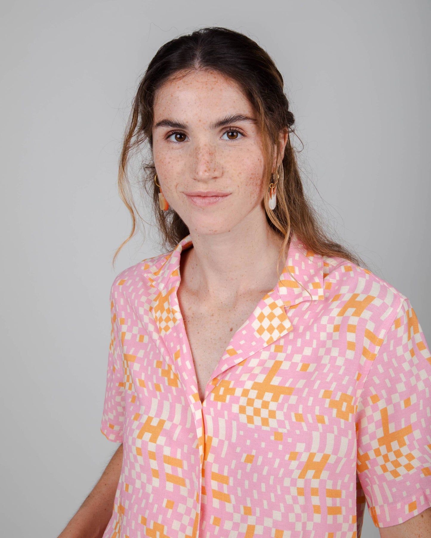 Chemiser rose en ecovero et lin - dizzy aloha blouse pink