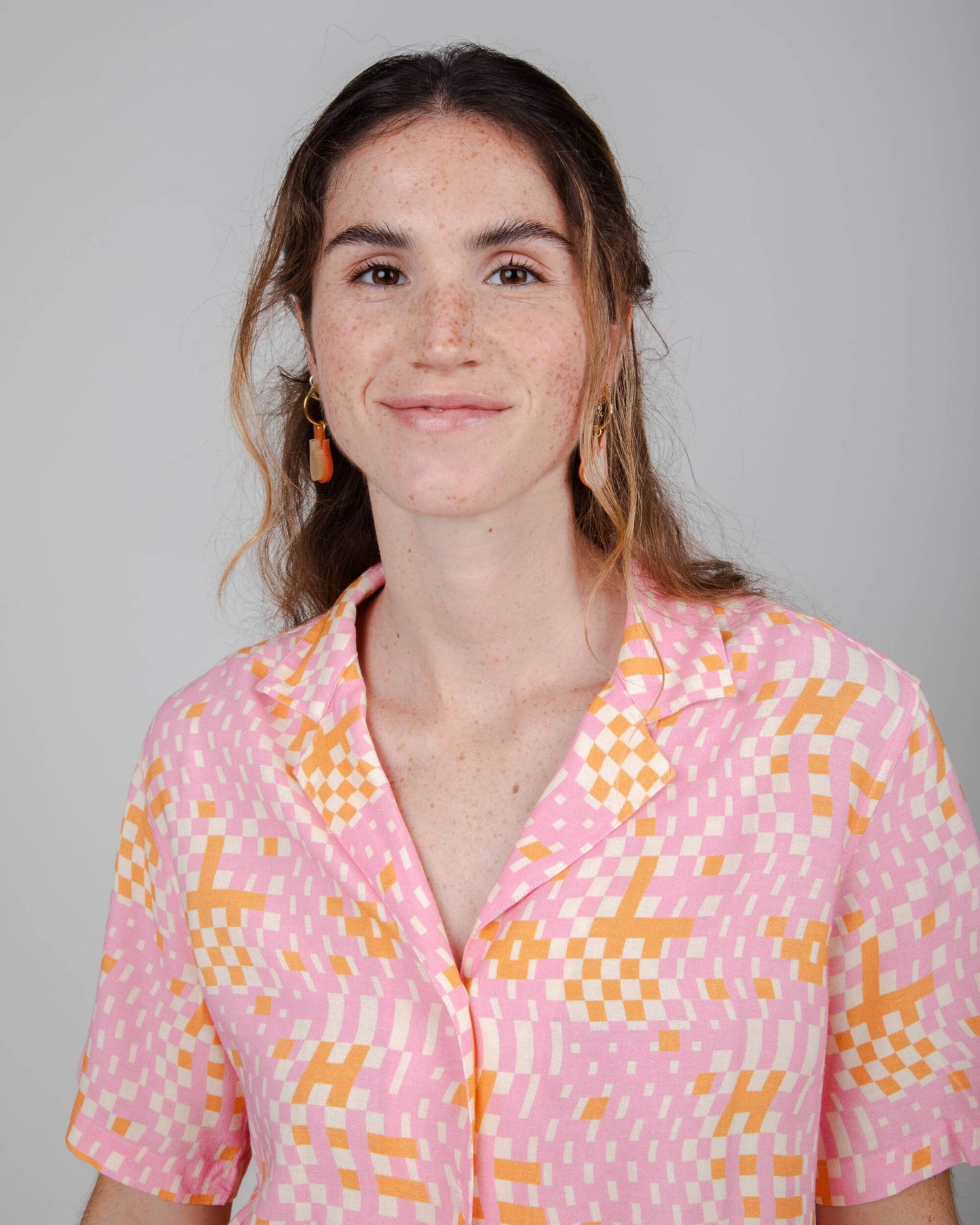 Chemiser rose en ecovero et lin - dizzy aloha blouse pink