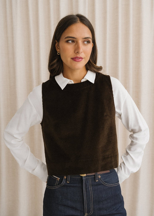 Top velours en coton bio | chocolat "Jacinda"