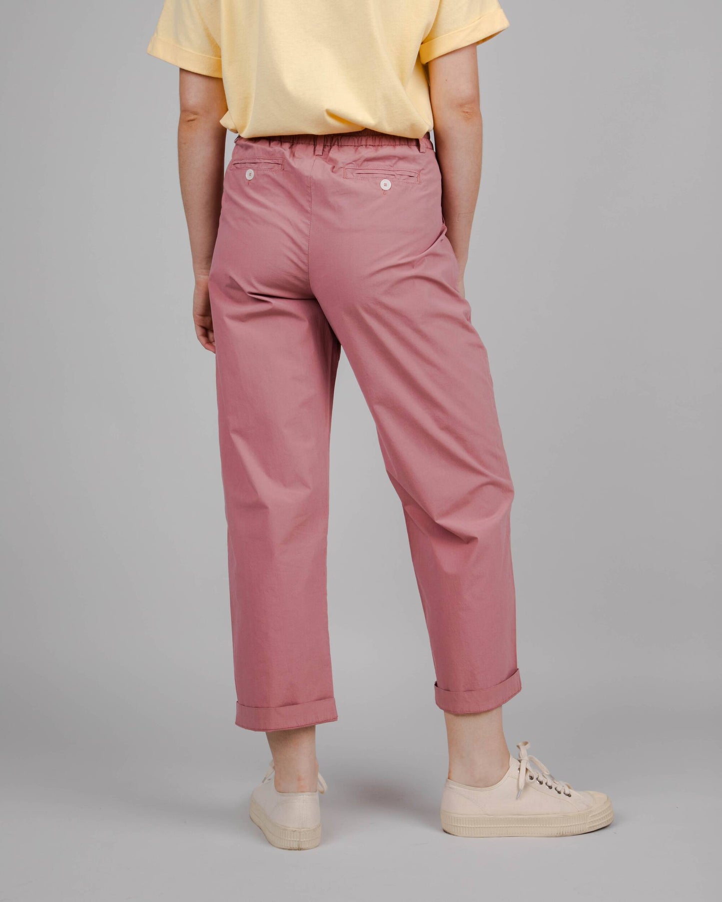 Chino à pinces en coton bio | Rose "elastic pleated chino dusty pink"