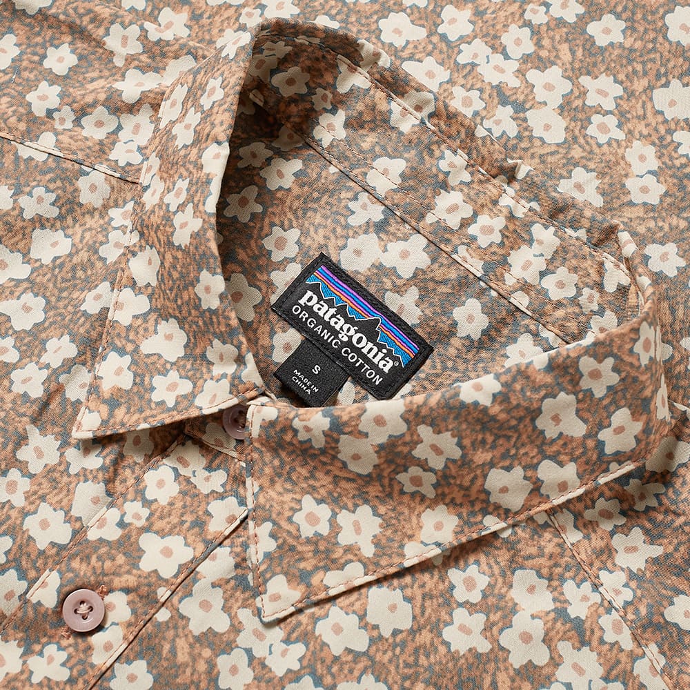 Chemise manches courtes marron à imprimés en coton bio - Go To