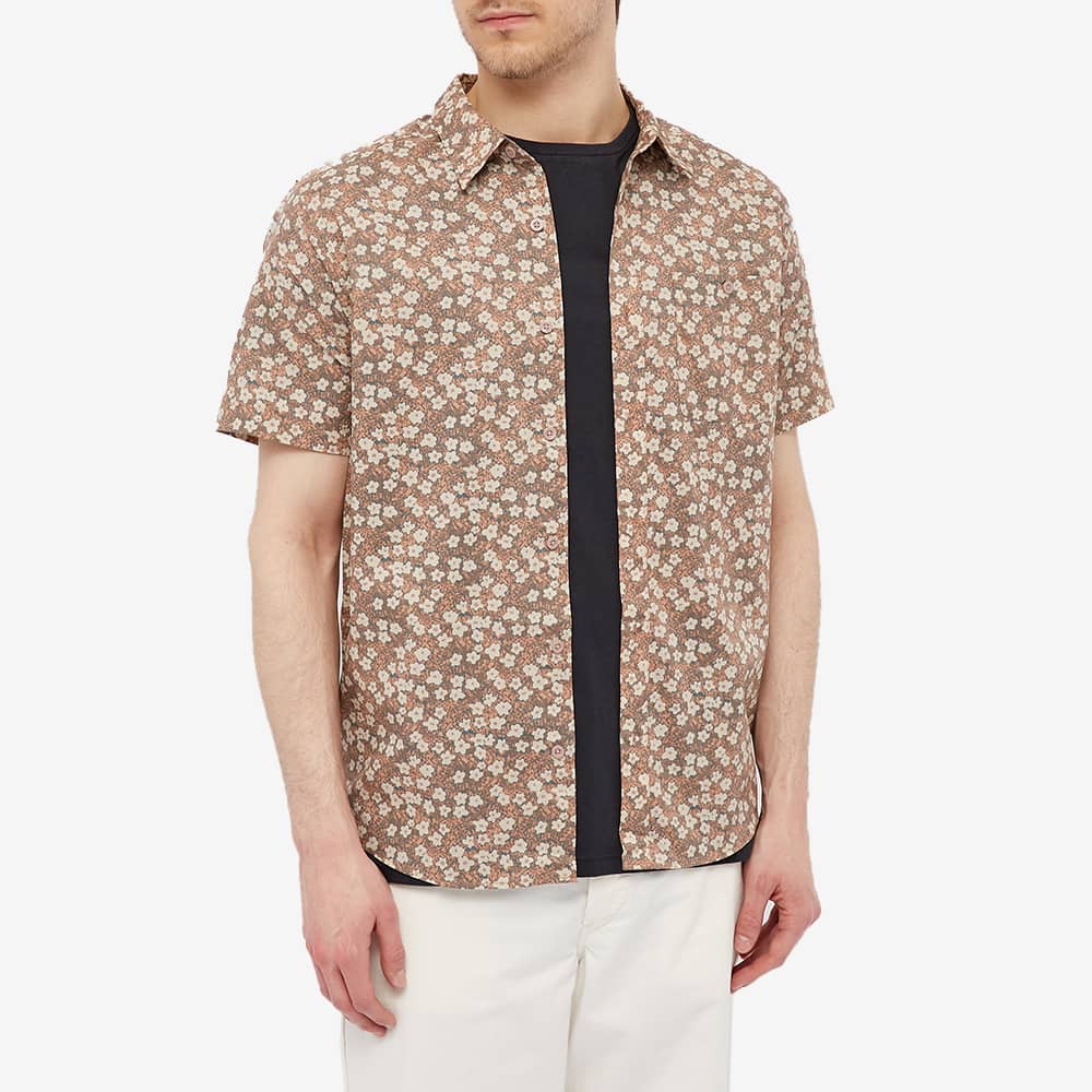 Chemise manches courtes marron à imprimés en coton bio - Go To
