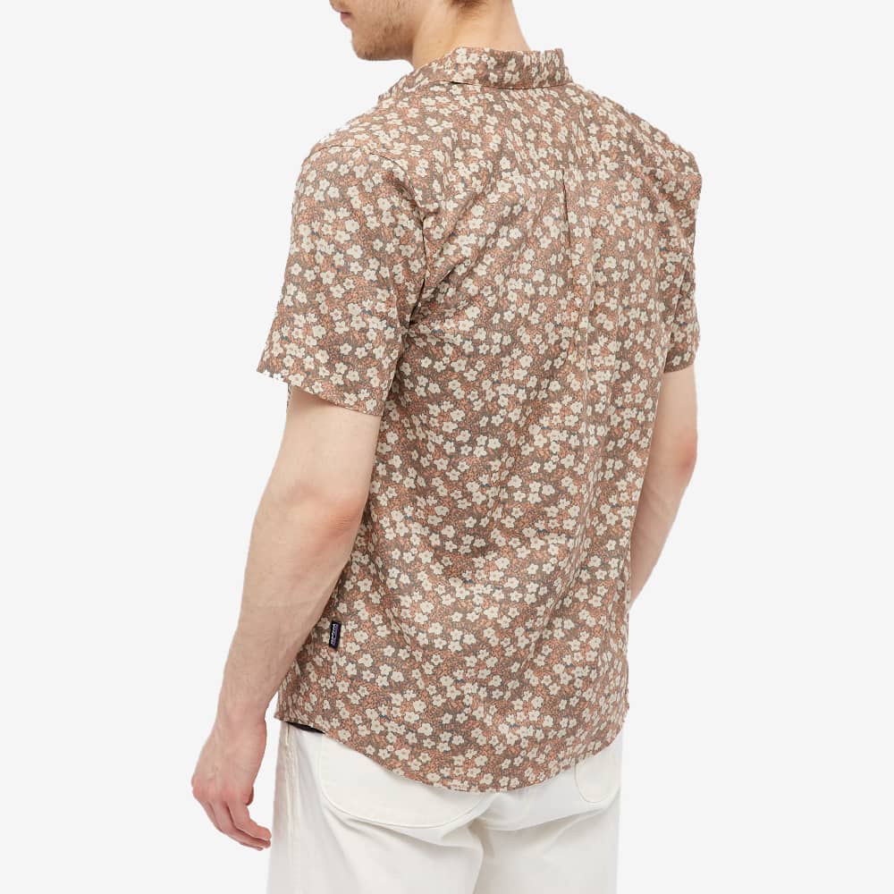 Chemise manches courtes marron à imprimés en coton bio - Go To