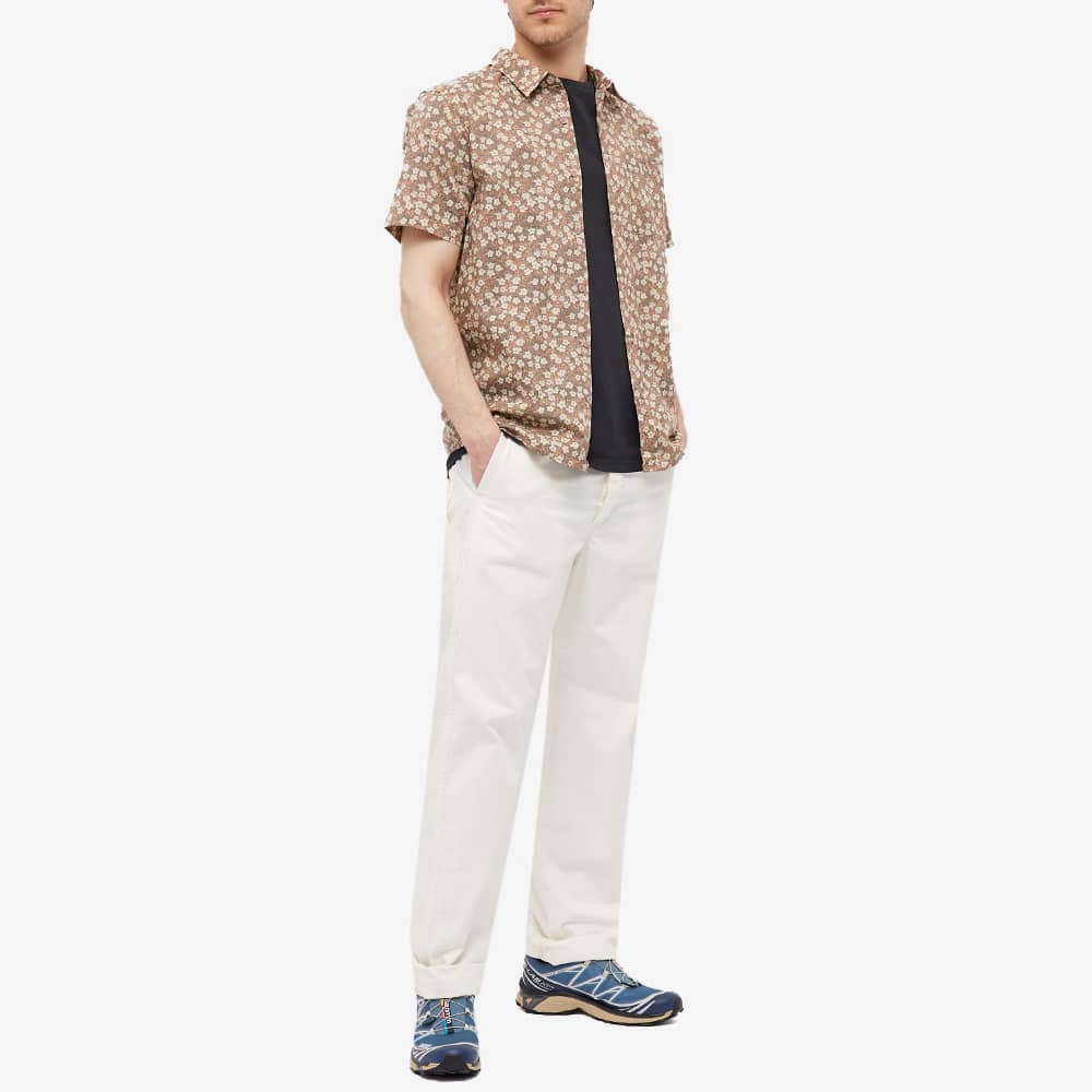 Chemise manches courtes marron à imprimés en coton bio - Go To
