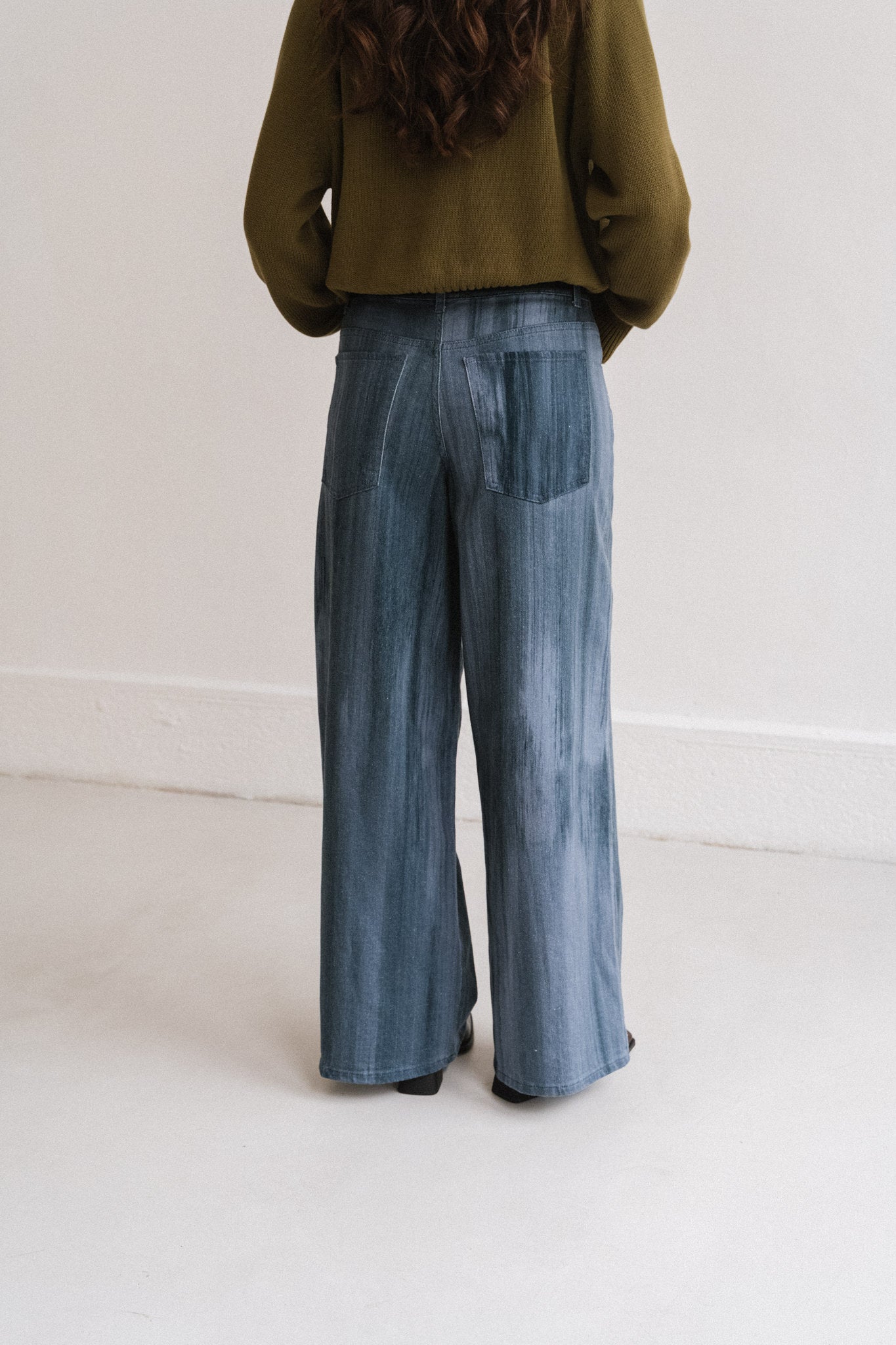 Pantalon large en coton bio | bleu "ombre blue hedda pants"