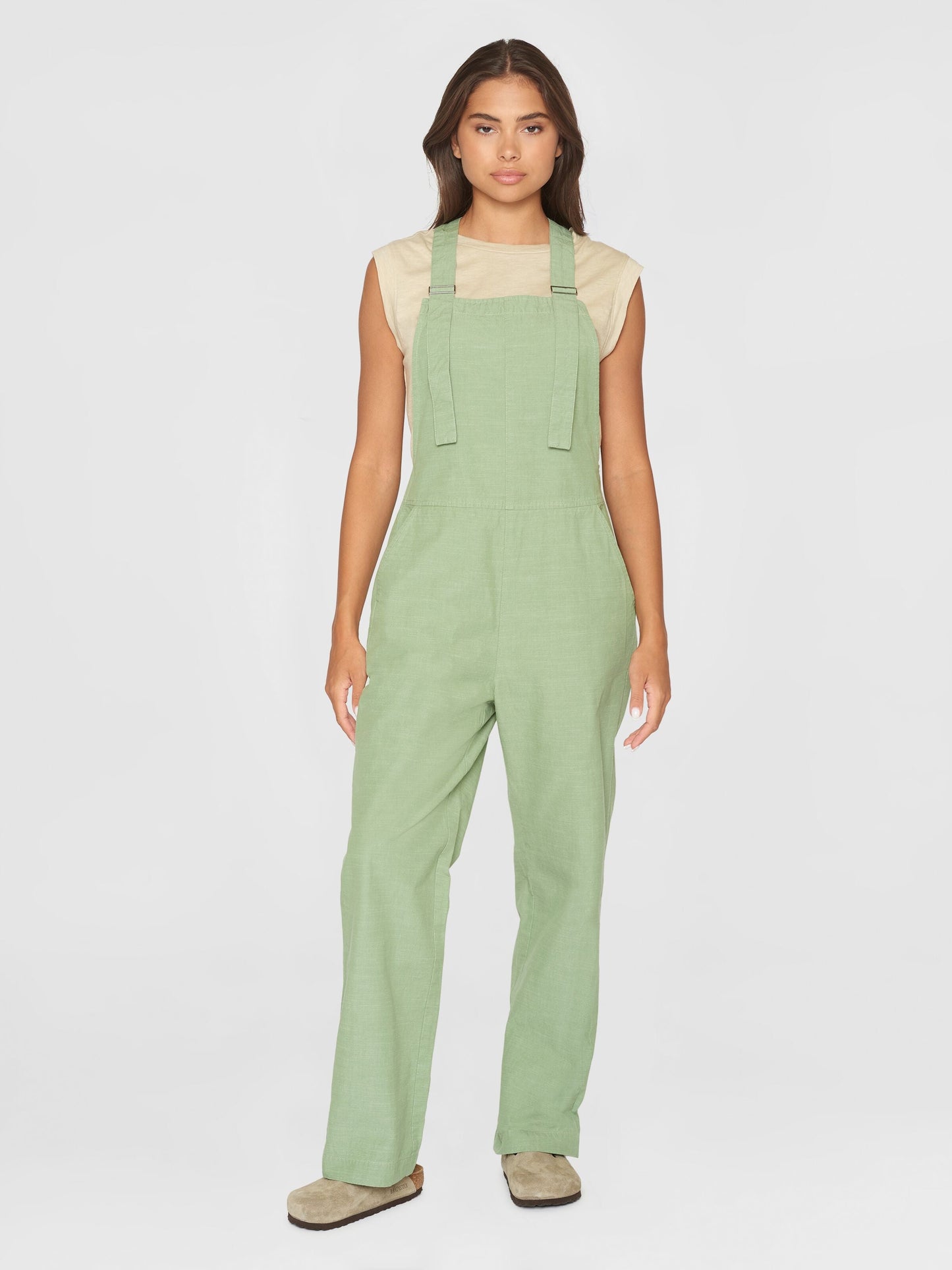 Salopette en coton bio | Vert "gale straight slub yarn jumpsuit shale green"
