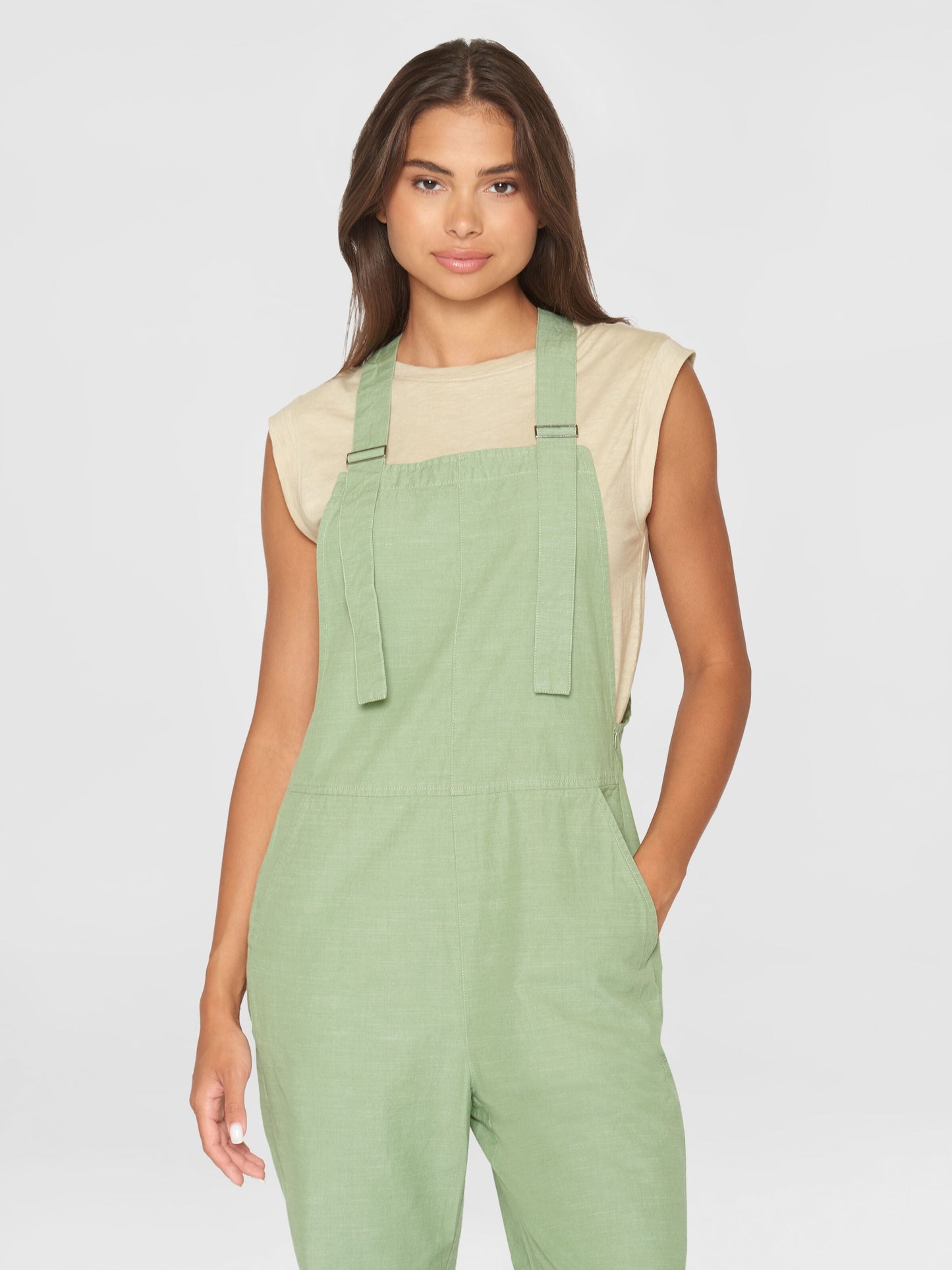 Salopette en coton bio | Vert "gale straight slub yarn jumpsuit shale green"