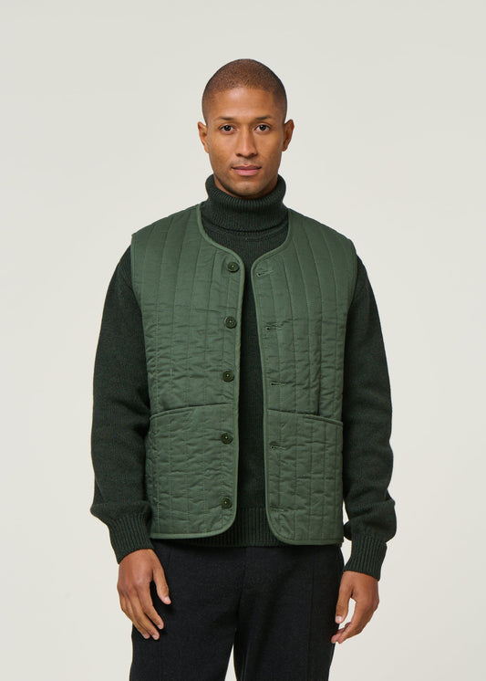 Veste matelassée sans manches en coton bio | vert "dark eucaliptus jon vest"