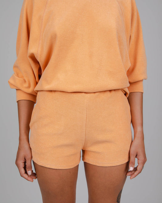 Short éponge orange en coton bio - jersey short orangine