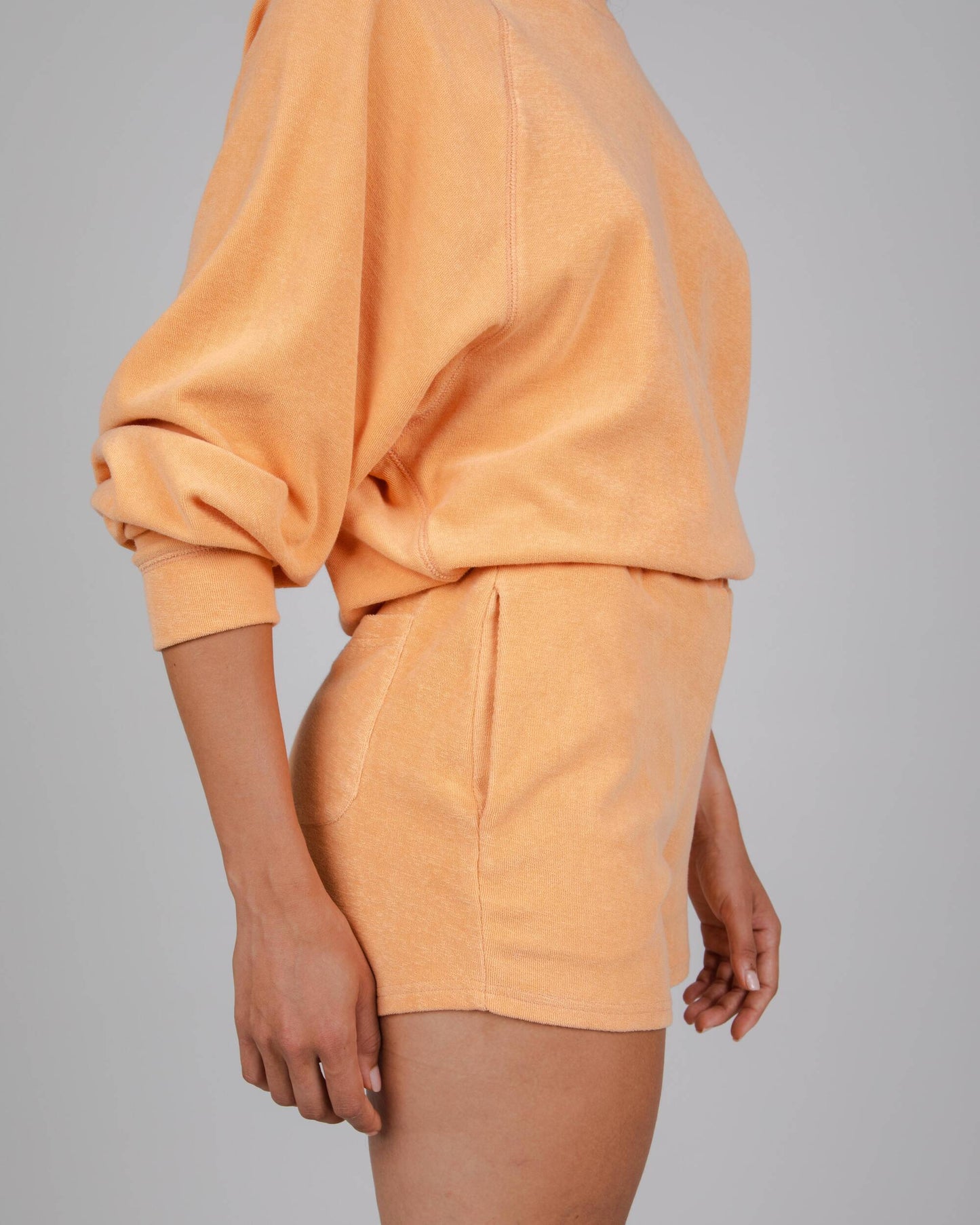 Short éponge orange en coton bio - jersey short orangine